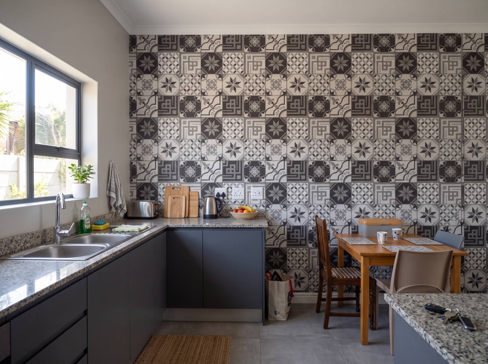Ampla Tile Wallpaper 3 Wallpaper and Wall Murals South Africa Ampla Tile Wallpaper shown in a kitchen