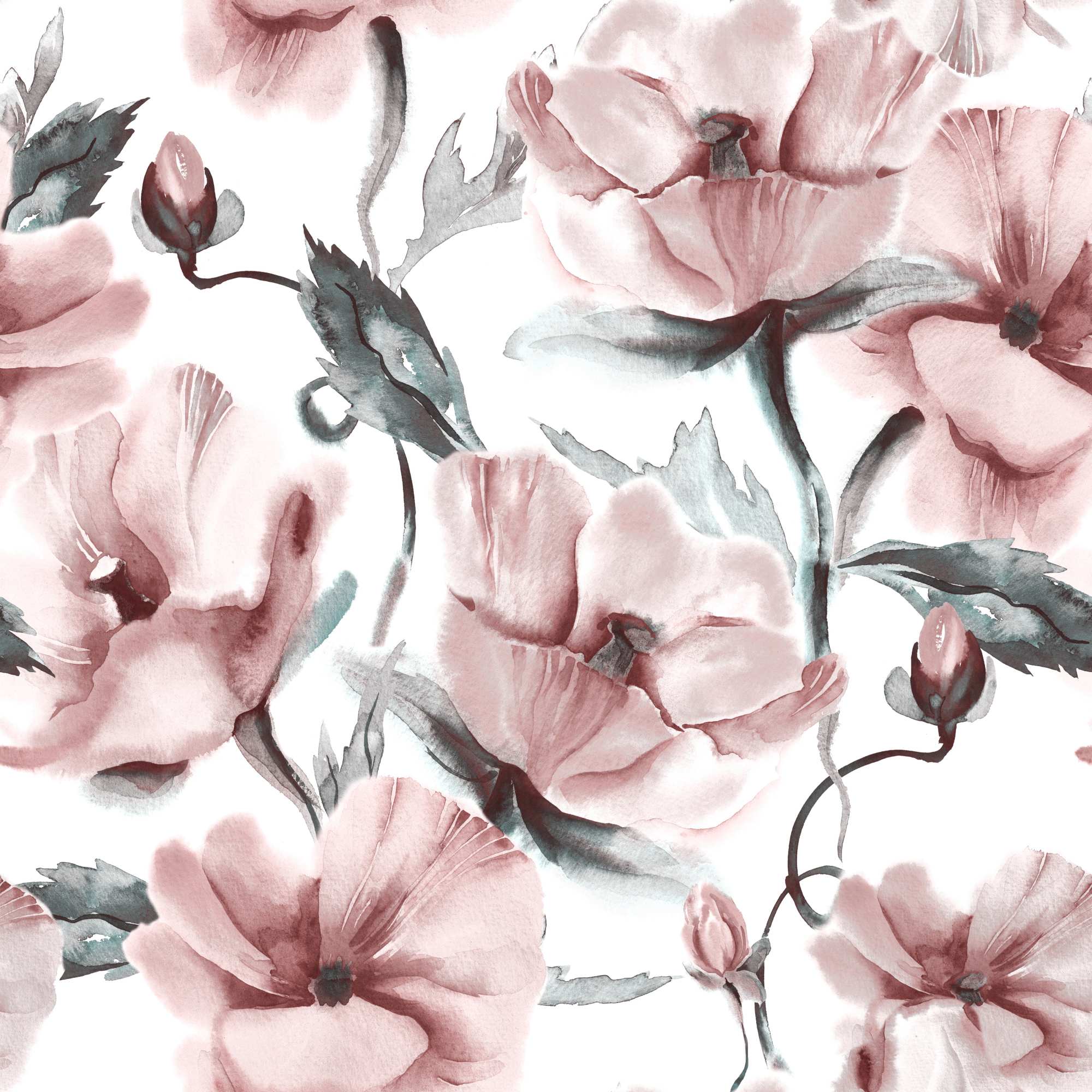 Mural Textured Soul 2 Wallpaper and Wall Murals South Africa Mural Textured Soul, watercolour flowers in pink and grey mural - WallpaperOnline