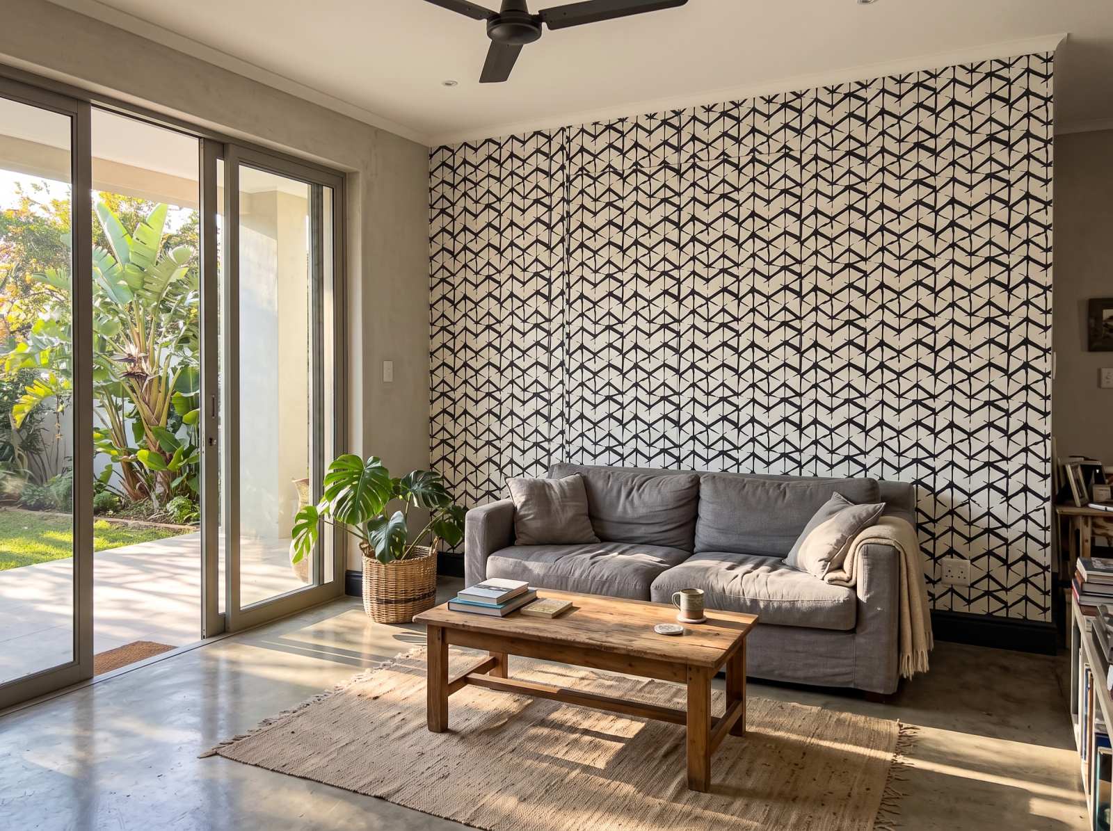 Jato Black Wallpaper 1 Wallpaper and Wall Murals South Africa Jato Black Wallpaper shown in a living room
