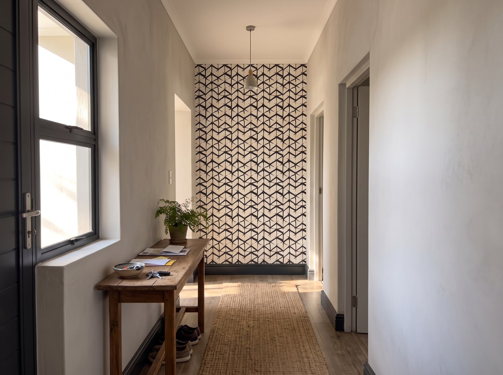Jato Black Wallpaper 3 Wallpaper and Wall Murals South Africa Jato Black Wallpaper shown in a hallway