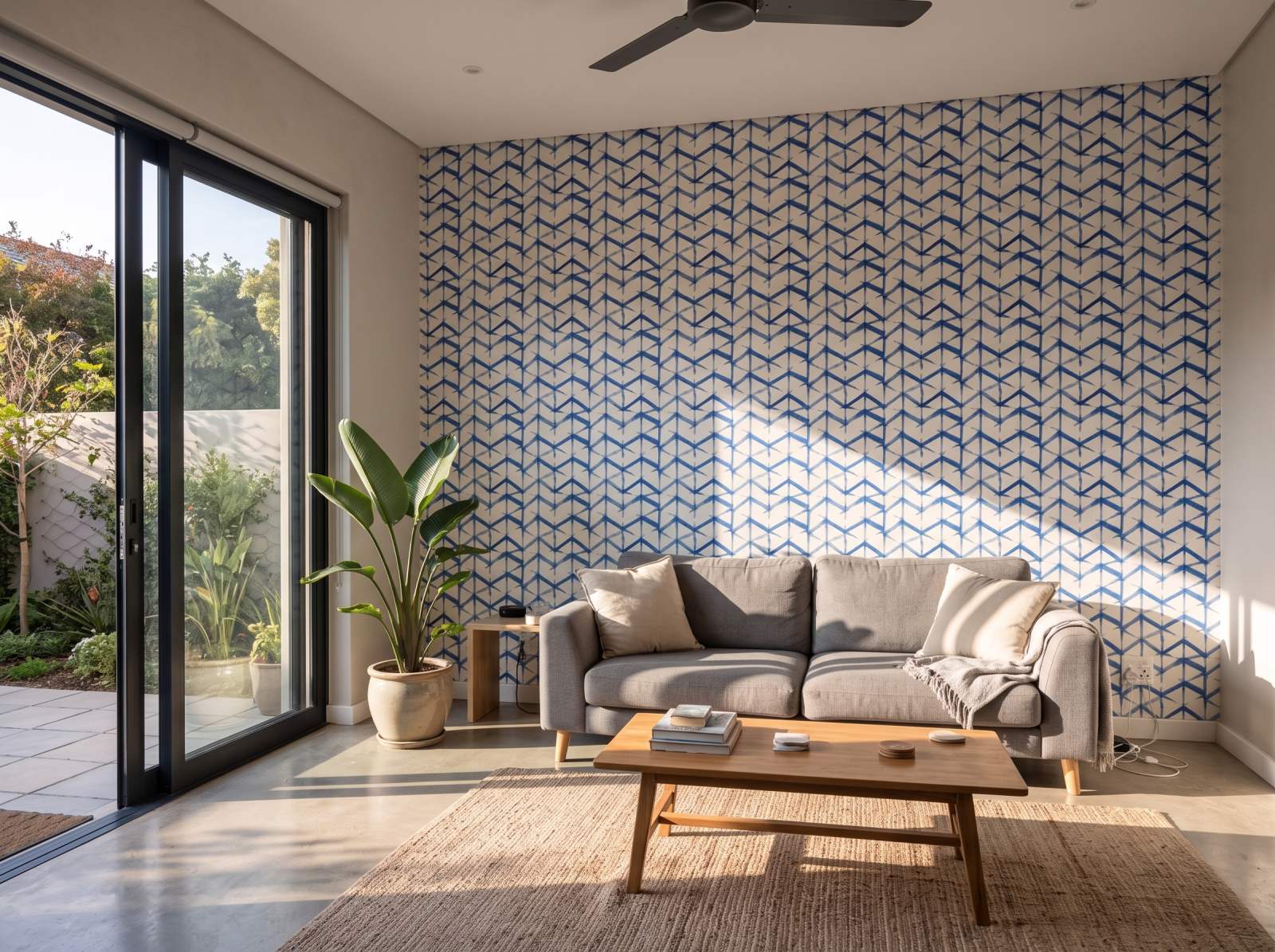 Jato Blue Wallpaper 3 Wallpaper and Wall Murals South Africa Jato Blue Wallpaper shown in a living room