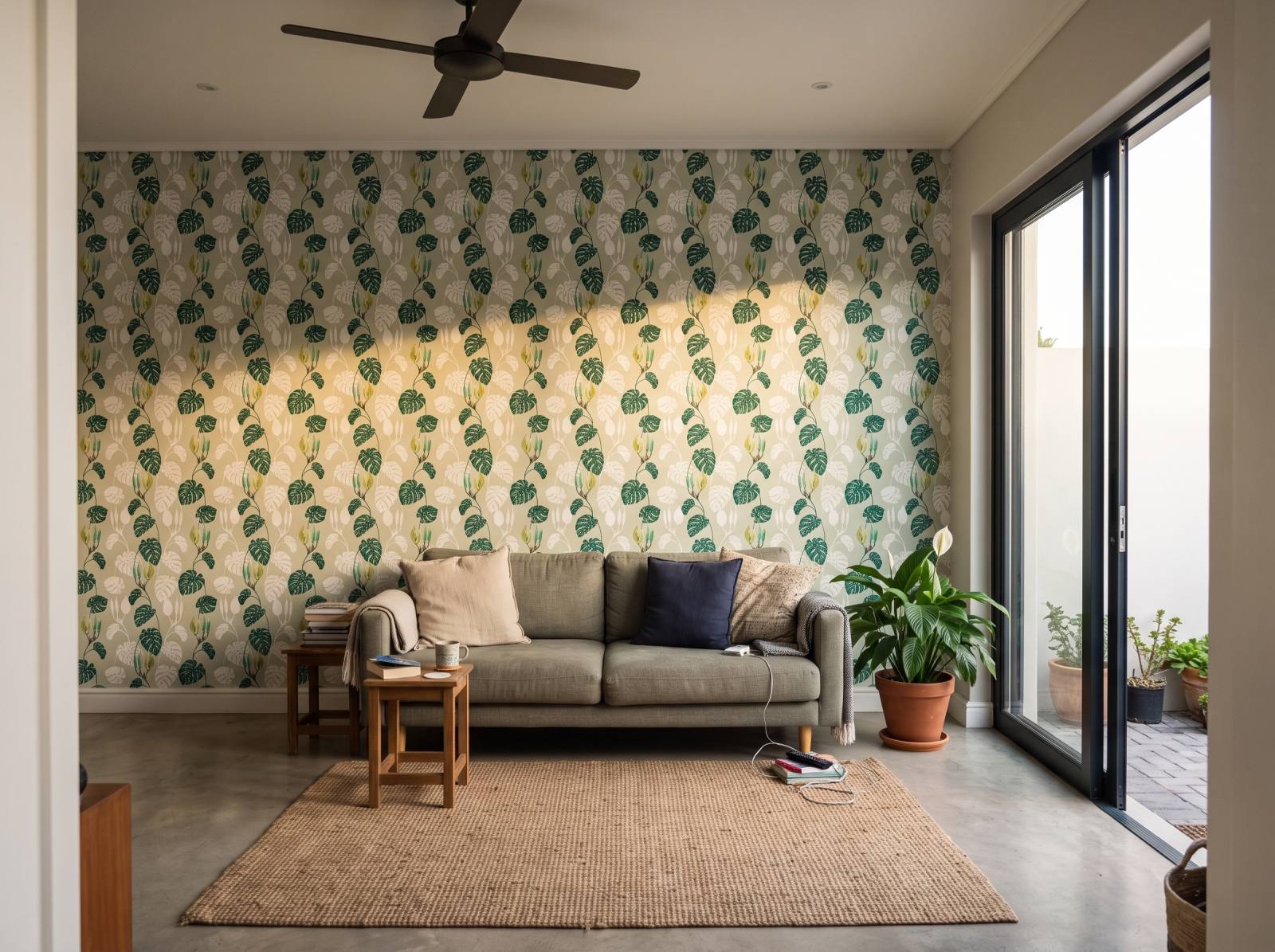 Flowering Ghosts Designer Wallpaper 1 Wallpaper and Wall Murals South Africa Flowering Ghosts Designer Wallpaper shown in a living room