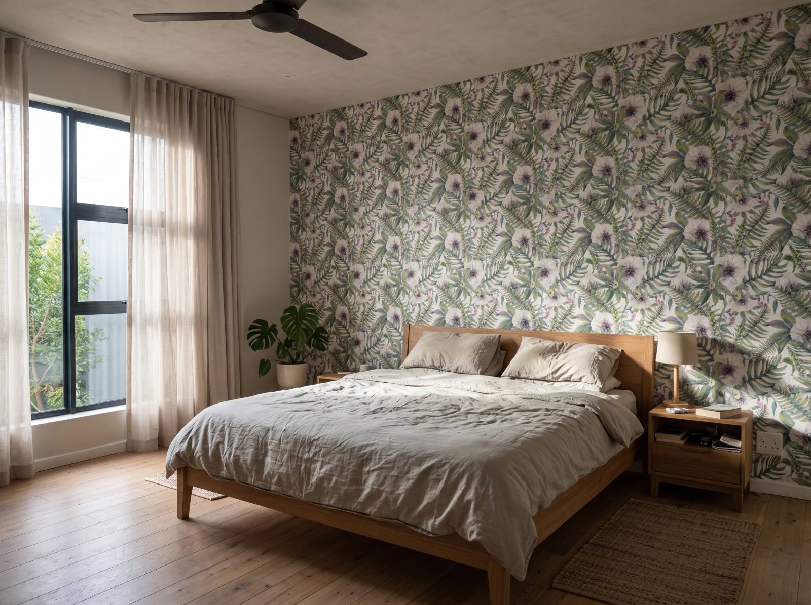 Hayden Floral Wallpaper 1 Wallpaper and Wall Murals South Africa Hayden Floral Wallpaper shown in a bedroom