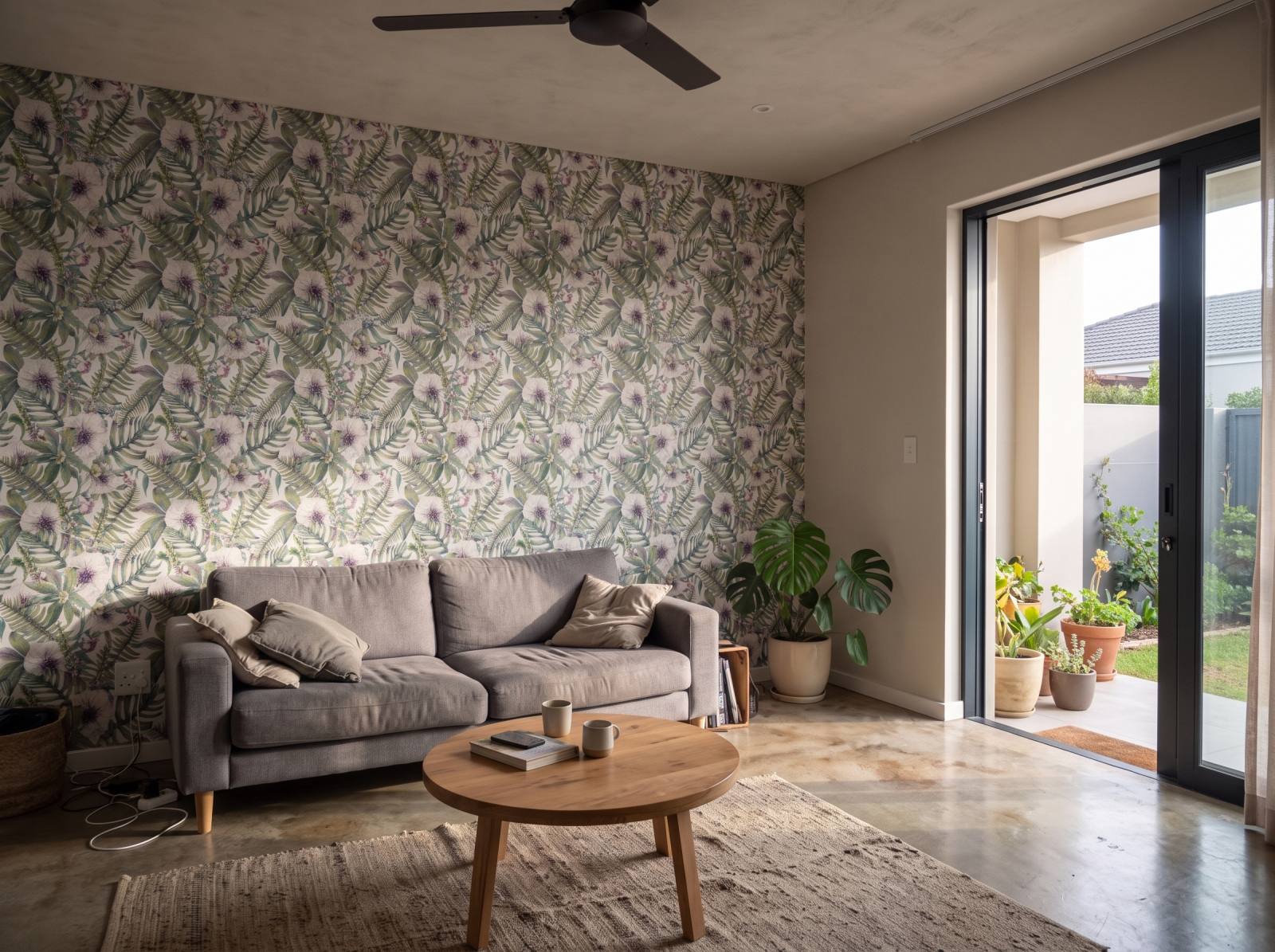 Hayden Floral Wallpaper 3 Wallpaper and Wall Murals South Africa Hayden Floral Wallpaper shown in a living room