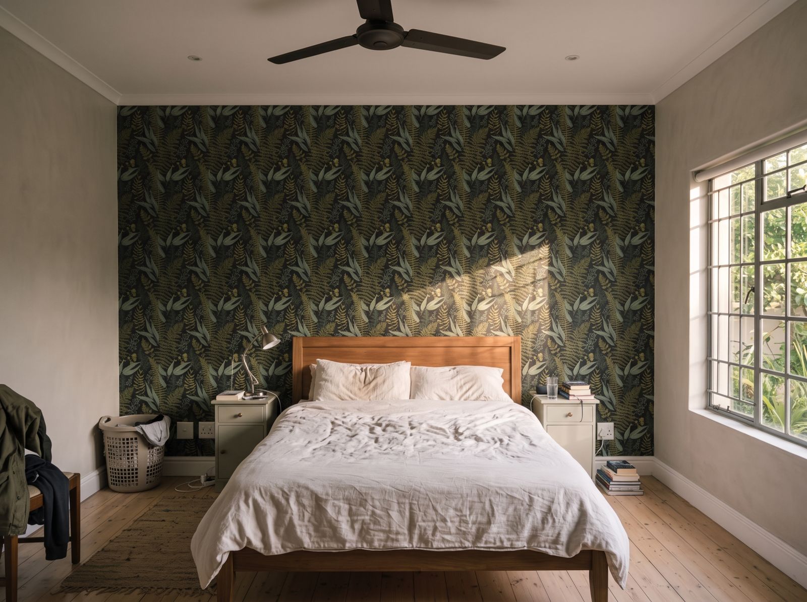 Sage Midnight Wallpaper 3 Wallpaper and Wall Murals South Africa Sage Midnight Wallpaper shown in a bedroom