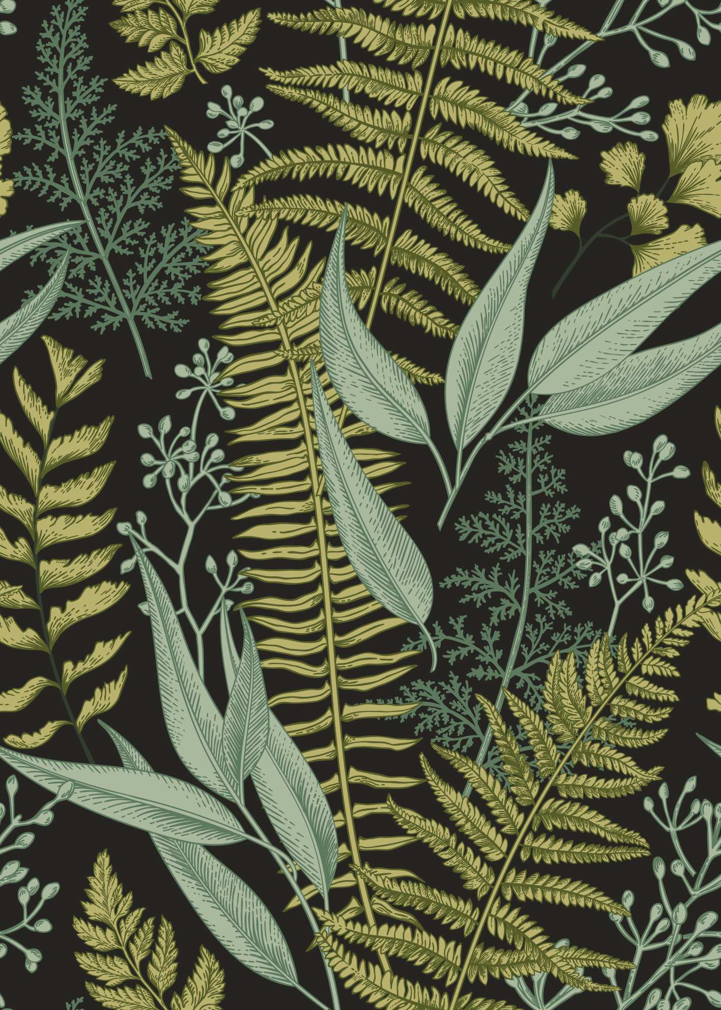 Sage Midnight Wallpaper 2 Wallpaper and Wall Murals South Africa Sage Midnight Wallpaper, ferns and foliage in olive green and sage green wallpaper - WallpaperOnline