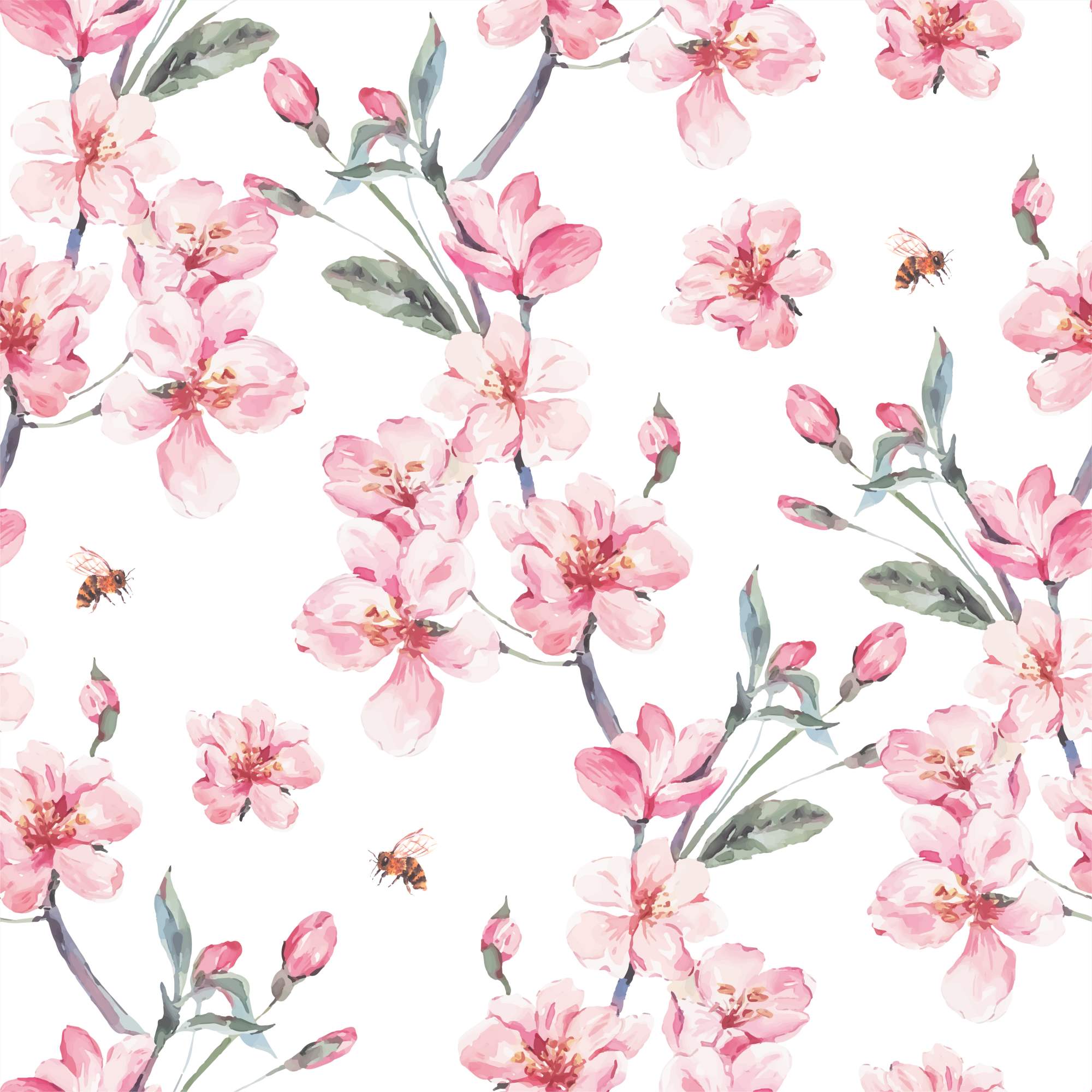Radiant Dior Wallpaper 2 Wallpaper and Wall Murals South Africa Radiant Dior Wallpaper, cherry blossom branches with bees in pink and white wallpaper - WallpaperOnline