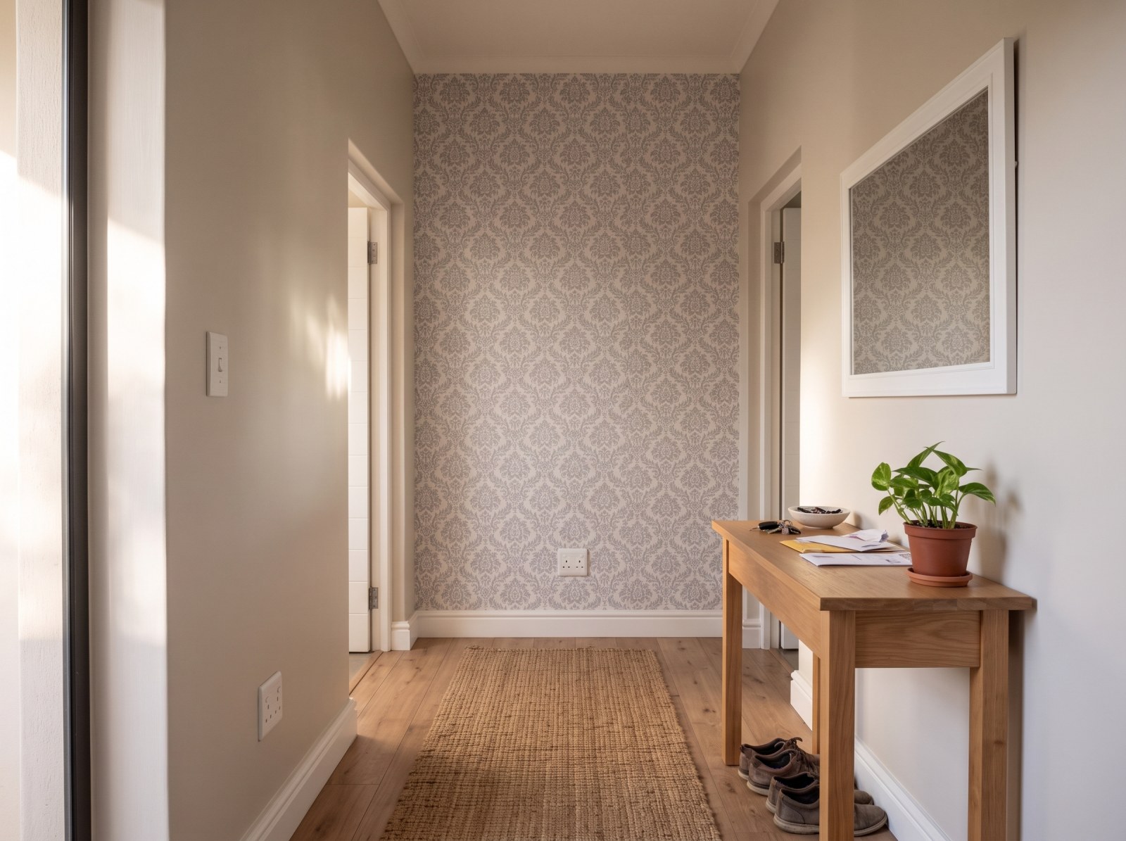 Classic Damask Wallpaper 3 Wallpaper and Wall Murals South Africa Classic Damask Wallpaper shown in a hallway