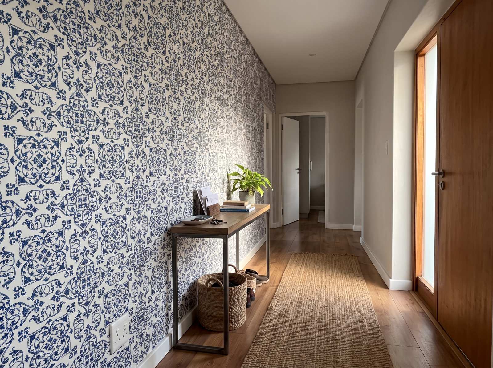 Raízes Tile Wallpaper 3 Wallpaper and Wall Murals South Africa Raízes Tile Wallpaper shown in a hallway