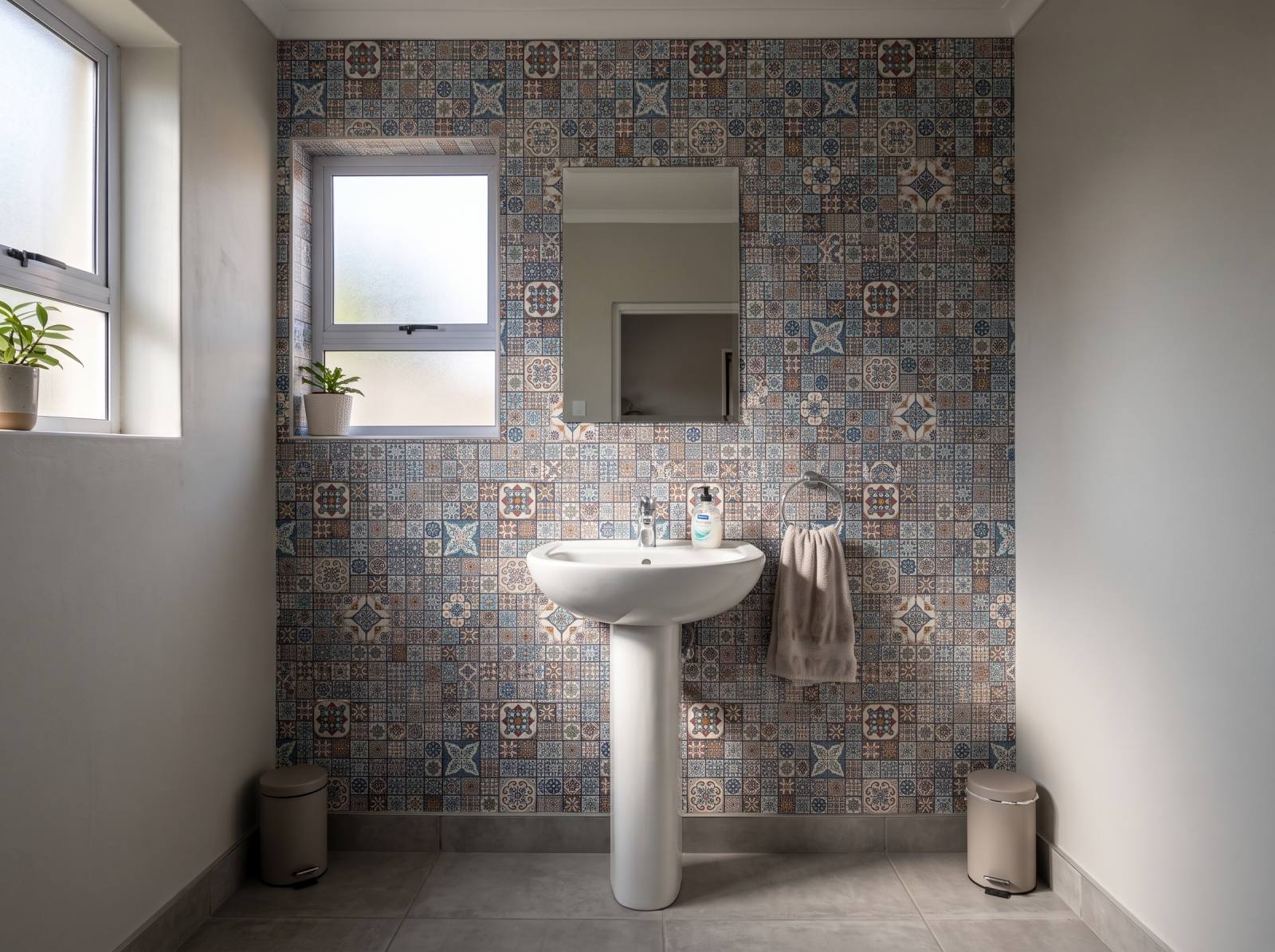 Blanc Micro Tile Wallpaper 3 Wallpaper and Wall Murals South Africa Blanc Micro Tile Wallpaper shown in a bathroom