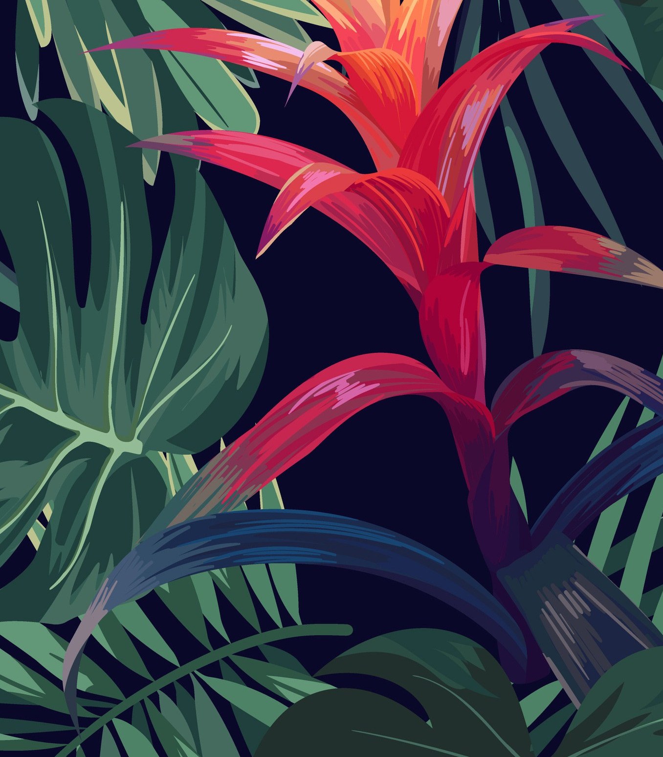 Shadow Jungle Flowers Wallpaper 4 Wallpaper and Wall Murals South Africa Shadow Jungle Flowers Wallpaper close-up showing texture and colour