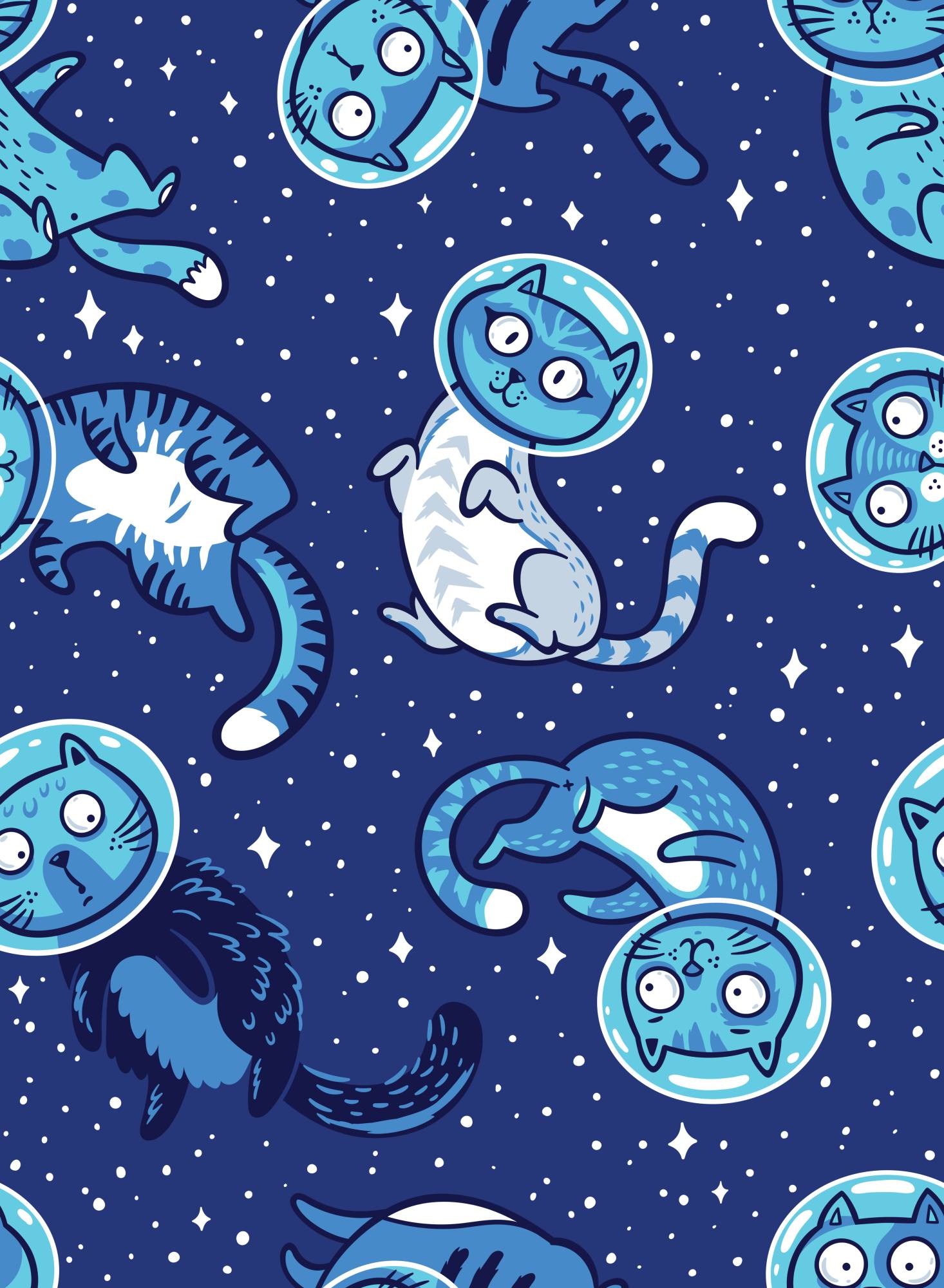 Space Cats Wallpaper 2 Wallpaper and Wall Murals South Africa Space Cats, astronaut cats in navy and blue wallpaper - WallpaperOnline