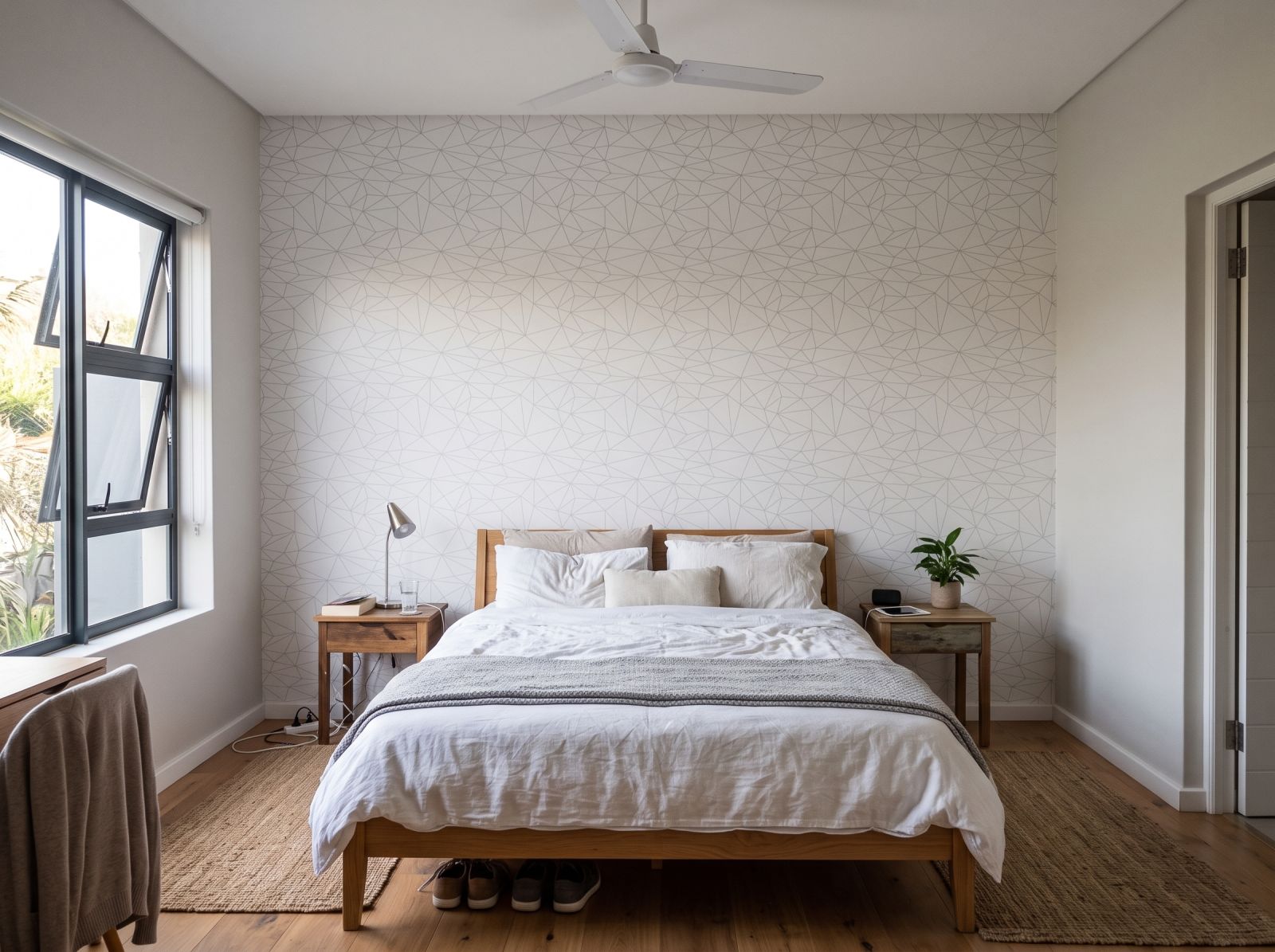 Fracture Pearl Wallpaper 1 Wallpaper and Wall Murals South Africa Fracture Pearl Wallpaper shown in a bedroom