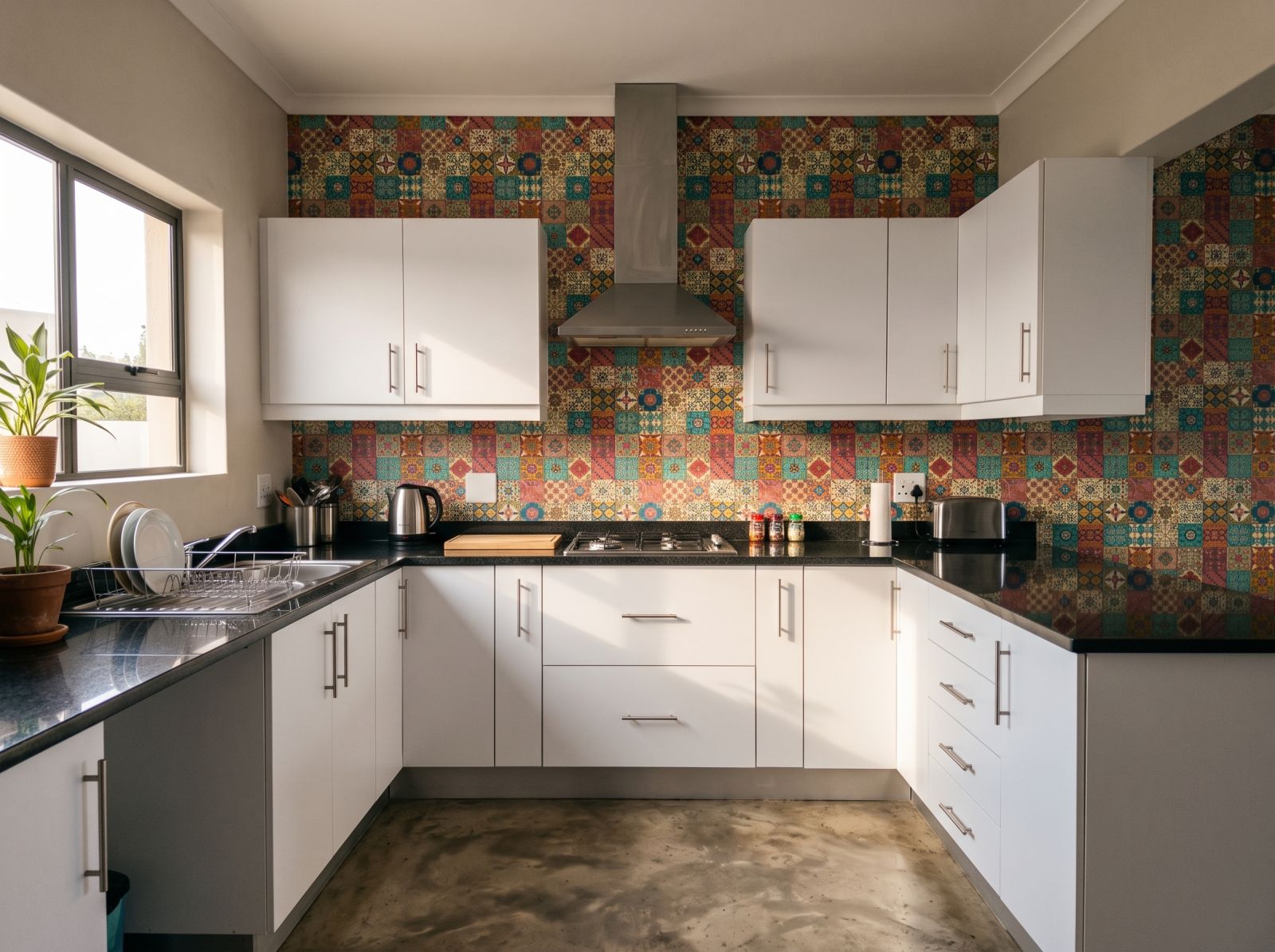 Navas Tile Wallpaper 1 Wallpaper and Wall Murals South Africa Navas Tile Wallpaper shown in a kitchen
