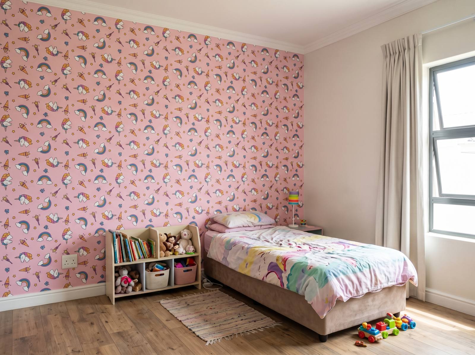 Unicones Wallpaper 1 Wallpaper and Wall Murals South Africa Unicones Wallpaper shown in a nursery
