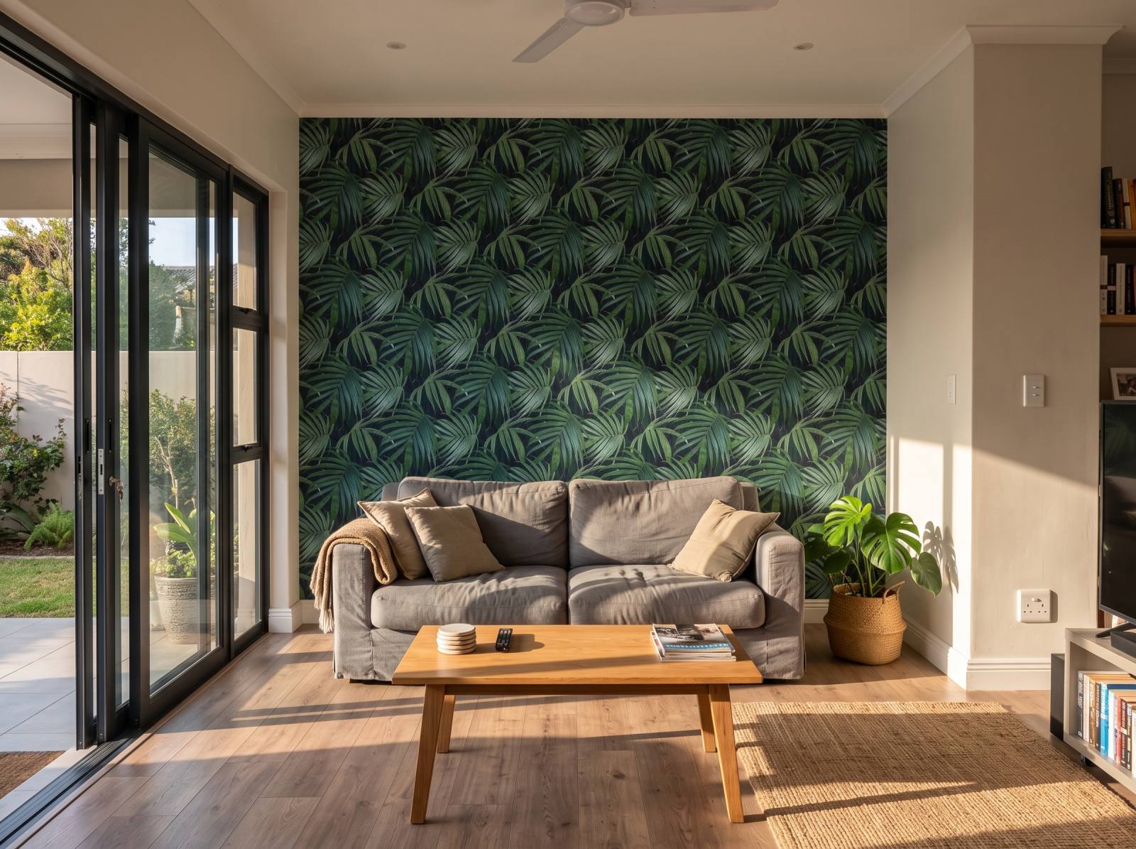 Shadow Jungle Wallpaper 1 Wallpaper and Wall Murals South Africa Shadow Jungle Wallpaper shown in a living room