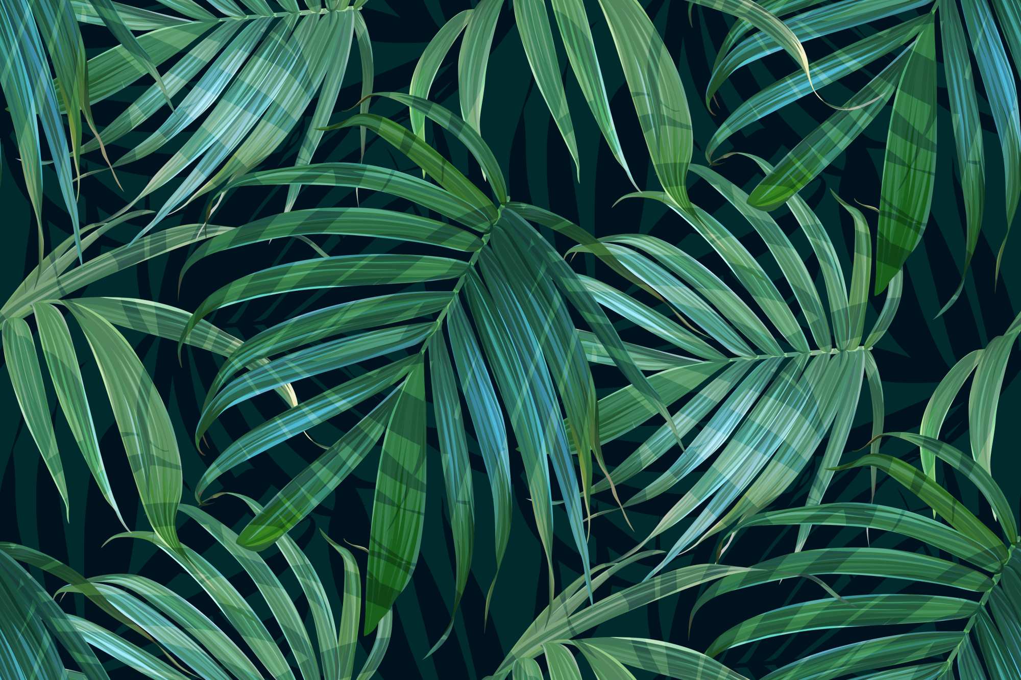 Shadow Jungle Wallpaper 2 Wallpaper and Wall Murals South Africa Shadow Jungle, palm fronds in green, teal and black wallpaper - WallpaperOnline