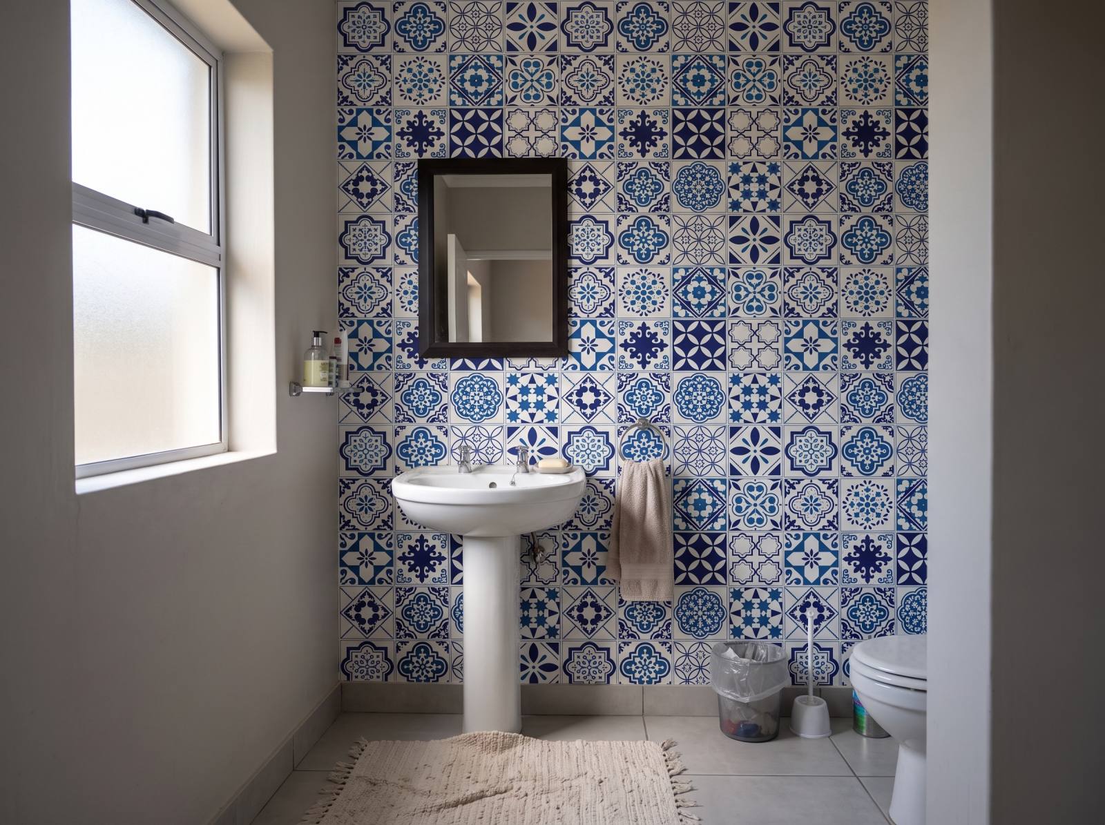 Toledo Tile Wallpaper 3 Wallpaper and Wall Murals South Africa Toledo Tile Wallpaper shown in a bathroom