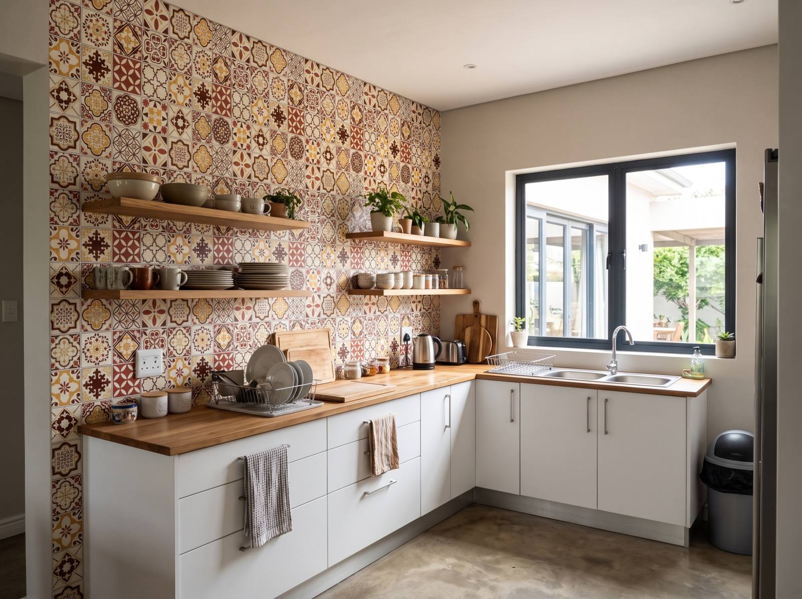 Sastre Tile Wallpaper 1 Wallpaper and Wall Murals South Africa Sastre Tile Wallpaper shown in a kitchen