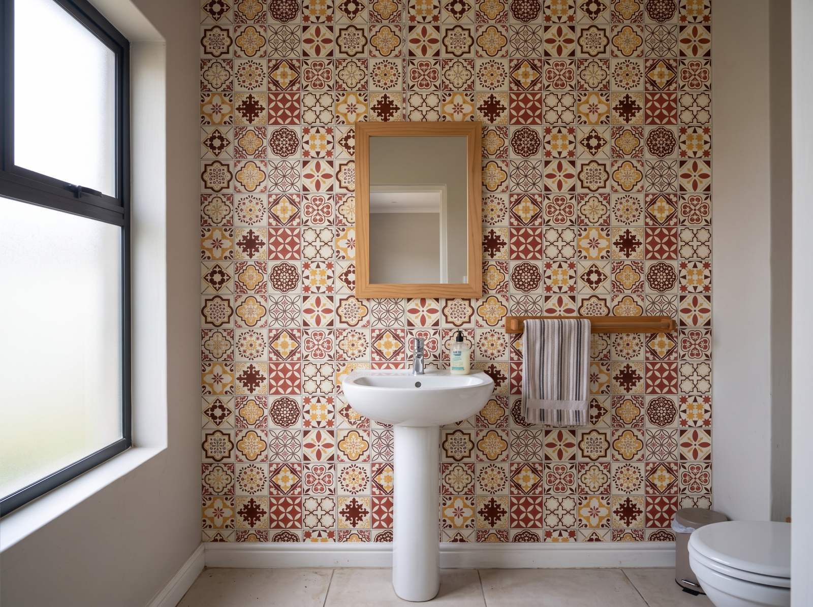 Sastre Tile Wallpaper 3 Wallpaper and Wall Murals South Africa Sastre Tile Wallpaper shown in a bathroom