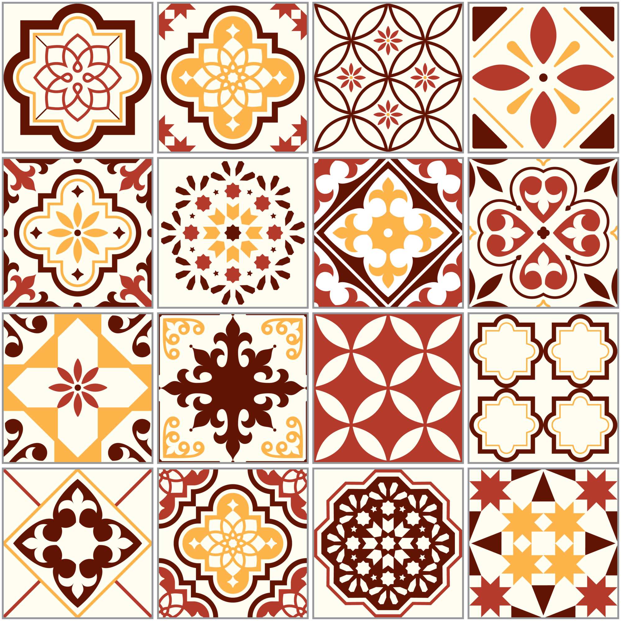 Sastre Tile Wallpaper 2 Wallpaper and Wall Murals South Africa Sastre Tile Wallpaper, tile motif in burgundy, terracotta and mustard wallpaper - WallpaperOnline