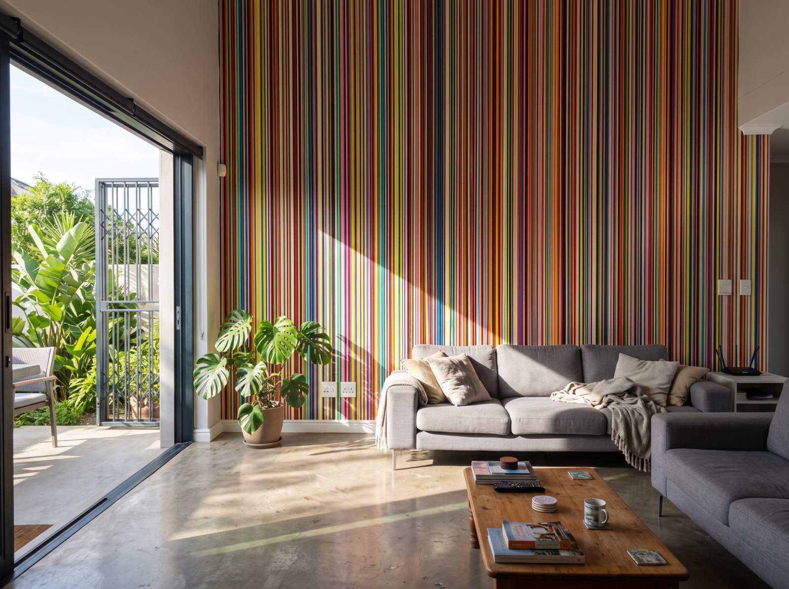 Mural Modern Thin Stripes 1 Wallpaper and Wall Murals South Africa Mural Modern Thin Stripes shown in a living room