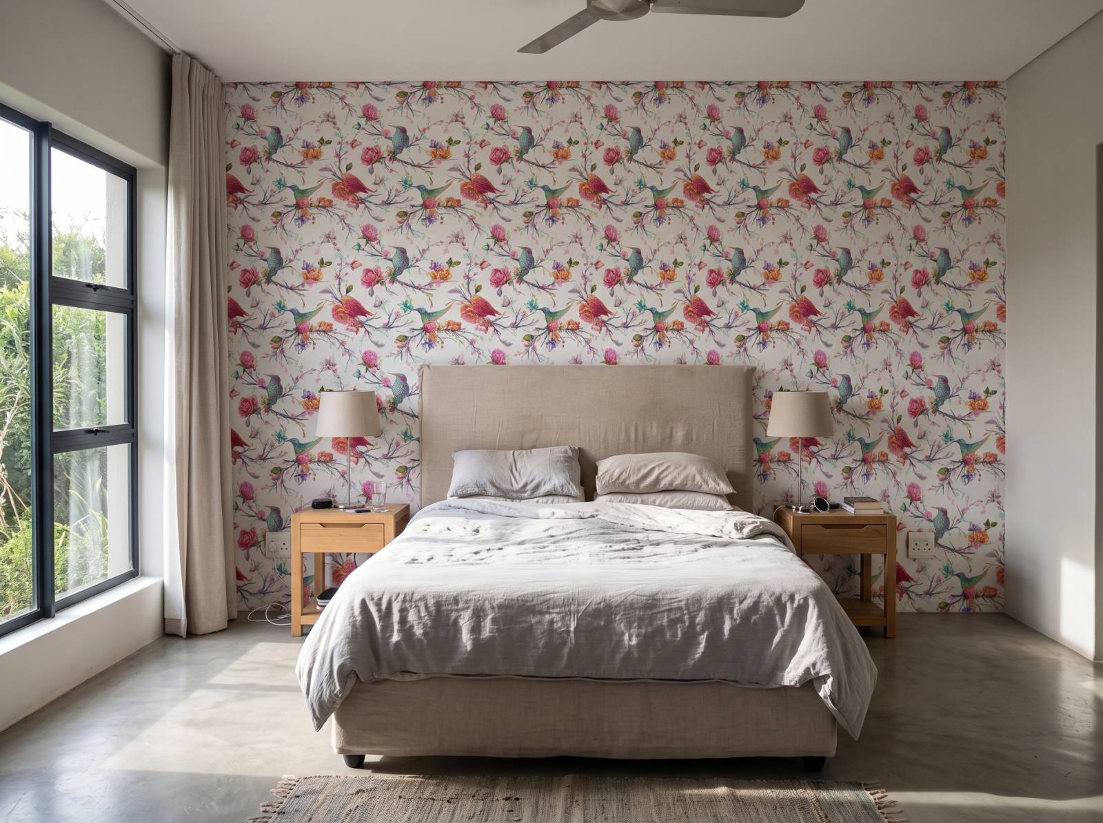 Sheen Quill Spring Wallpaper 1 Wallpaper and Wall Murals South Africa Sheen Quill Spring Wallpaper shown in a bedroom