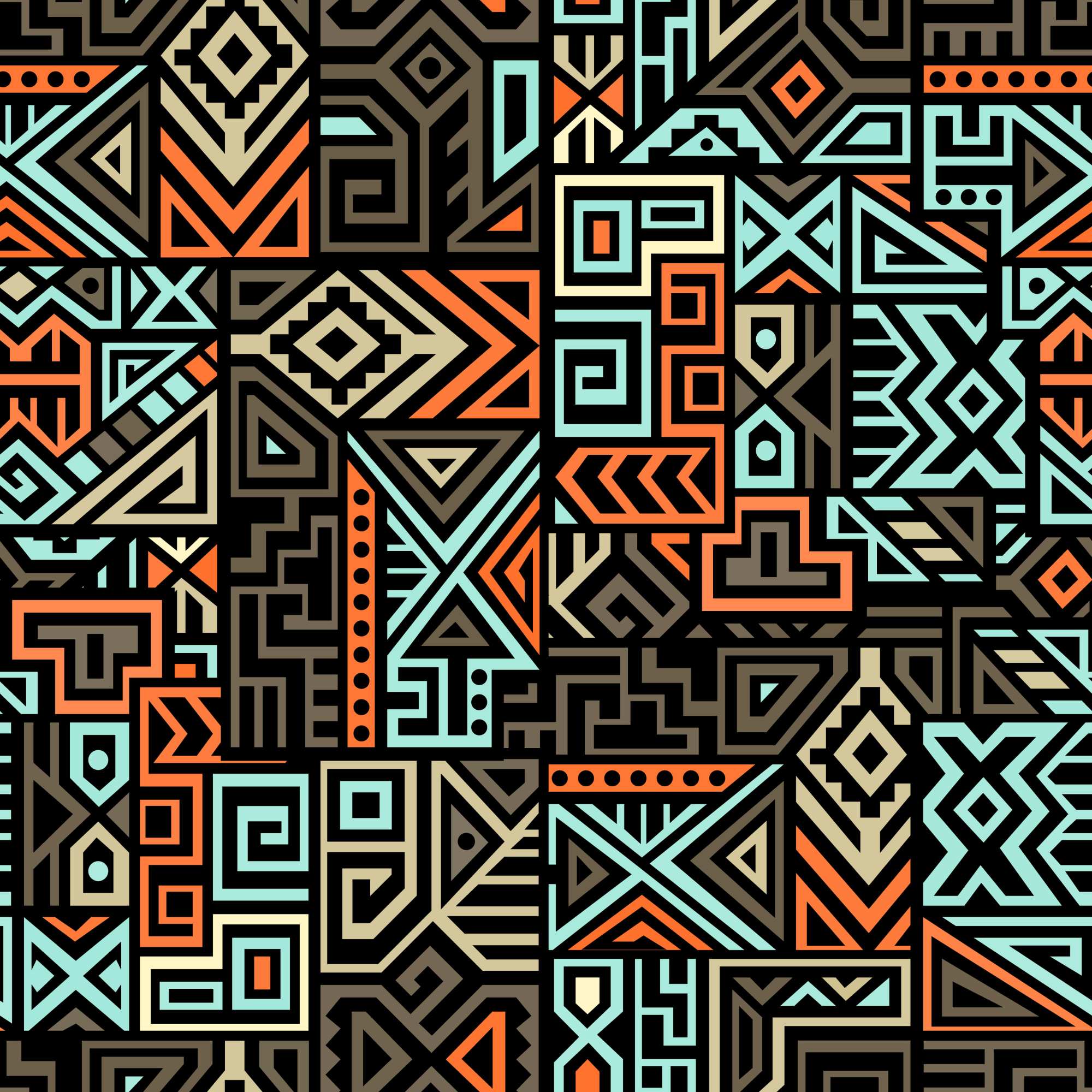 Numonti Wallpaper 2 Wallpaper and Wall Murals South Africa Numonti Wallpaper, geometric tribal pattern in teal, orange and tan wallpaper - WallpaperOnline
