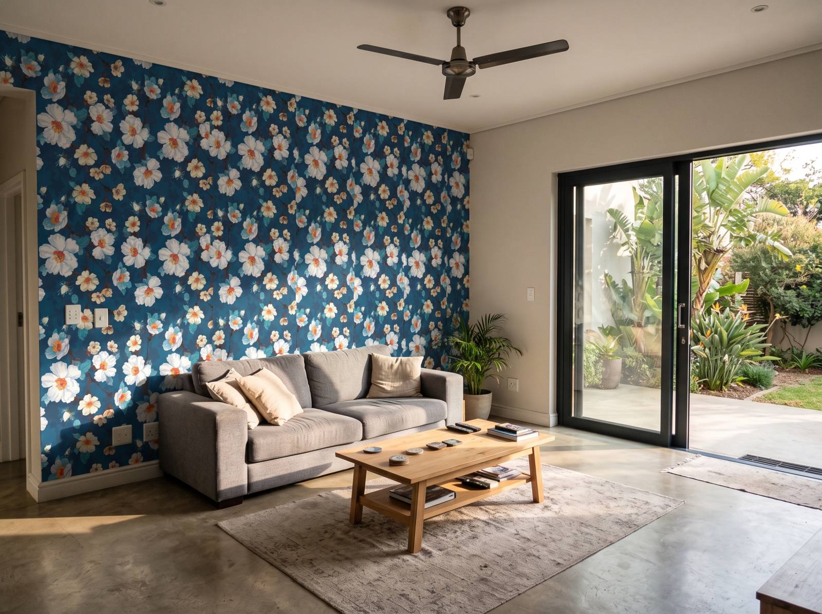 Pure Sapphire Wallpaper 1 Wallpaper and Wall Murals South Africa Pure Sapphire Wallpaper shown in a living room