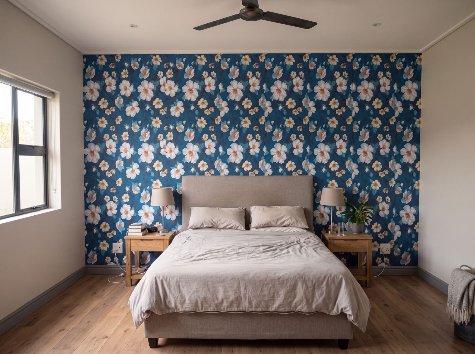 Pure Sapphire Wallpaper 3 Wallpaper and Wall Murals South Africa Pure Sapphire Wallpaper shown in a bedroom