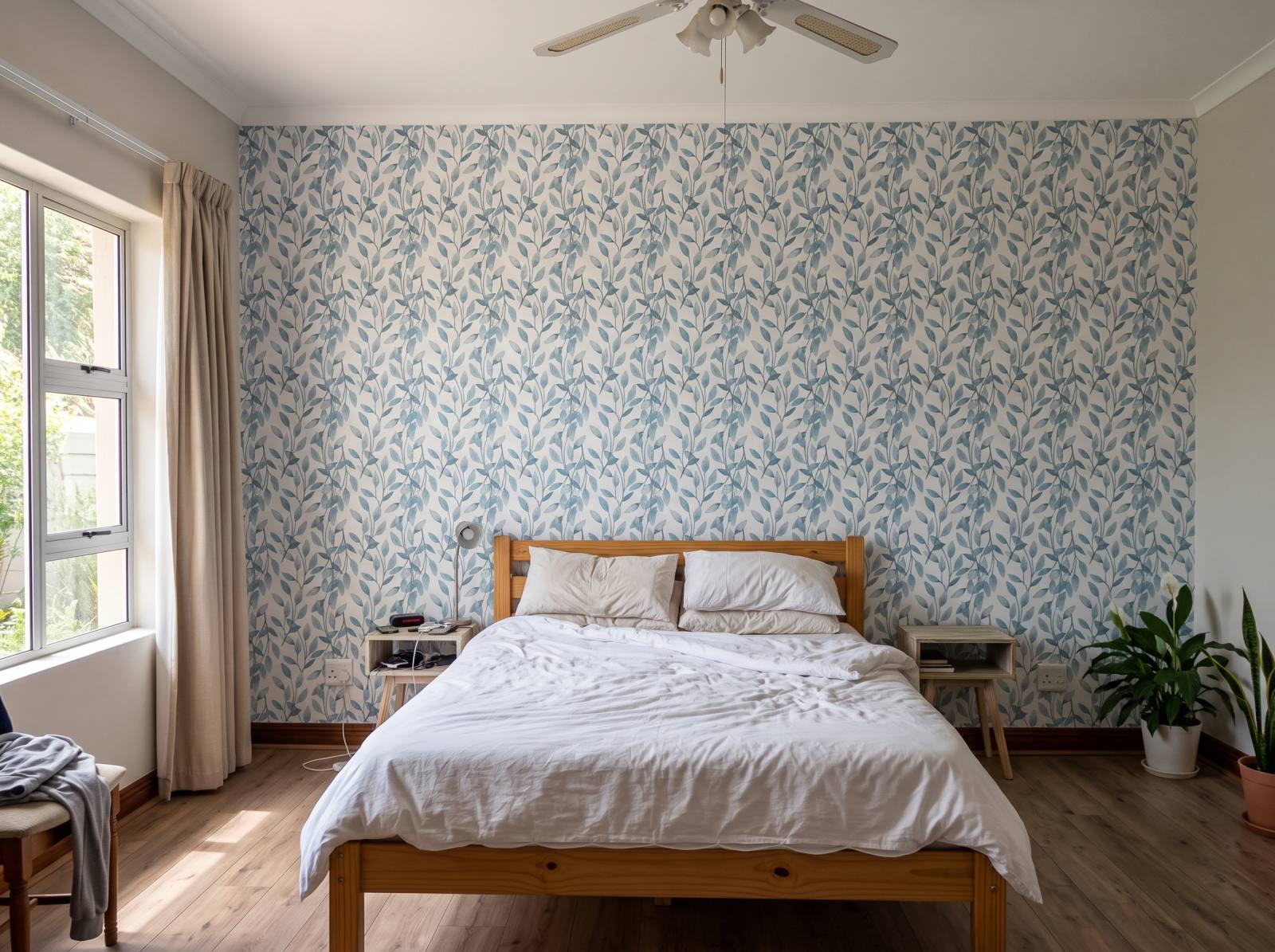 Trailing Light Vines Wallpaper 1 Wallpaper and Wall Murals South Africa Trailing Light Vines Wallpaper shown in a bedroom