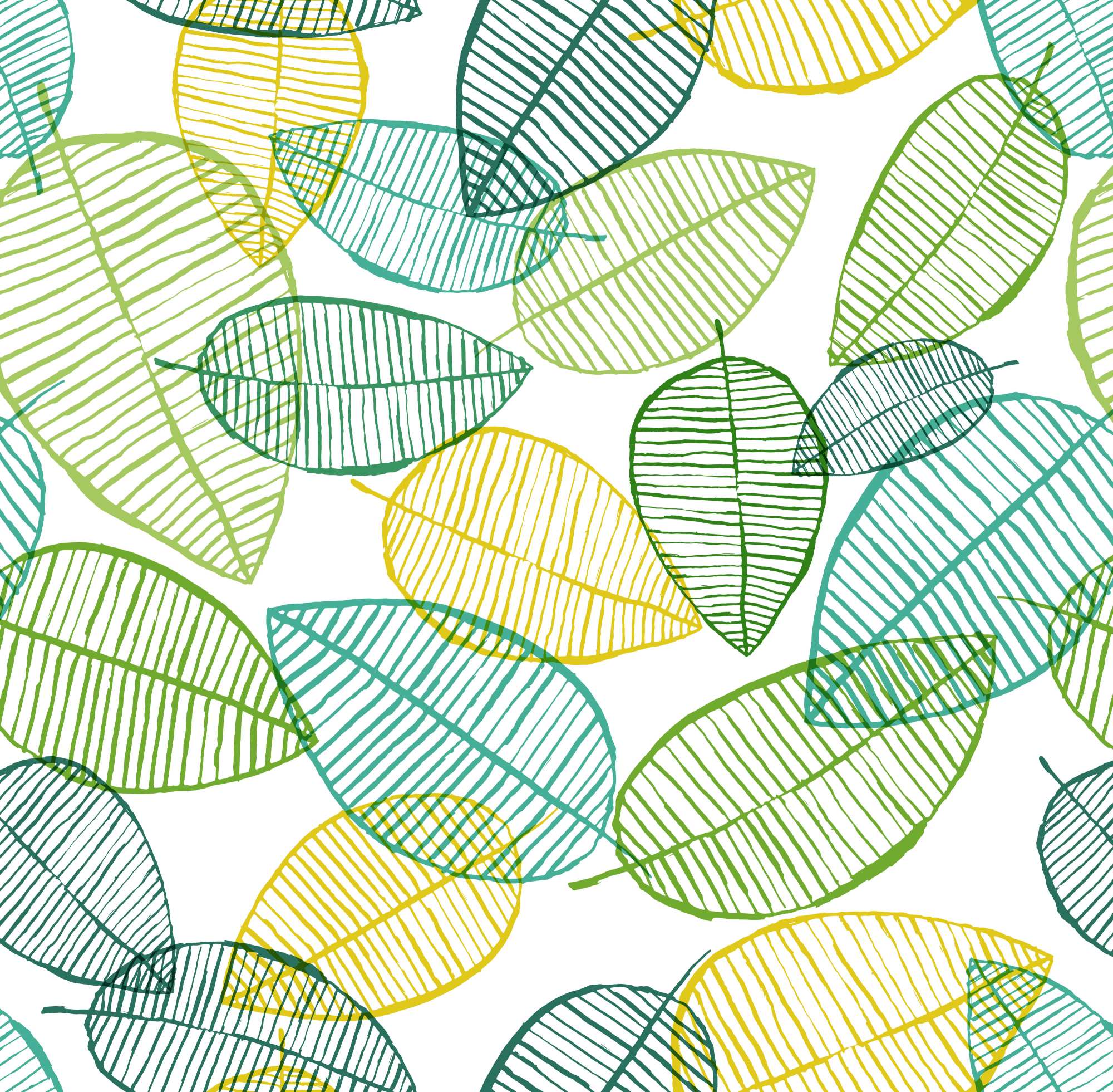 Wilde Spring Wallpaper 2 Wallpaper and Wall Murals South Africa Wilde Spring Wallpaper, hand-drawn leaves in green, yellow and teal wallpaper - WallpaperOnline