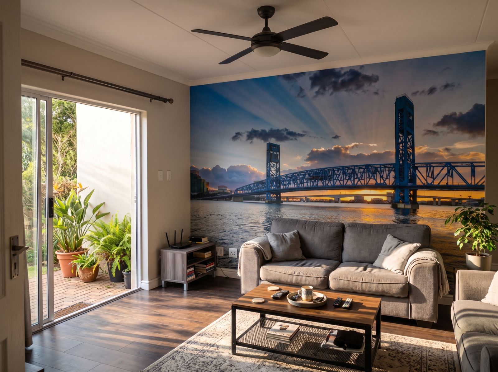 Mural Harbour Bridge 1 Wallpaper and Wall Murals South Africa Mural Harbour Bridge shown in a living room