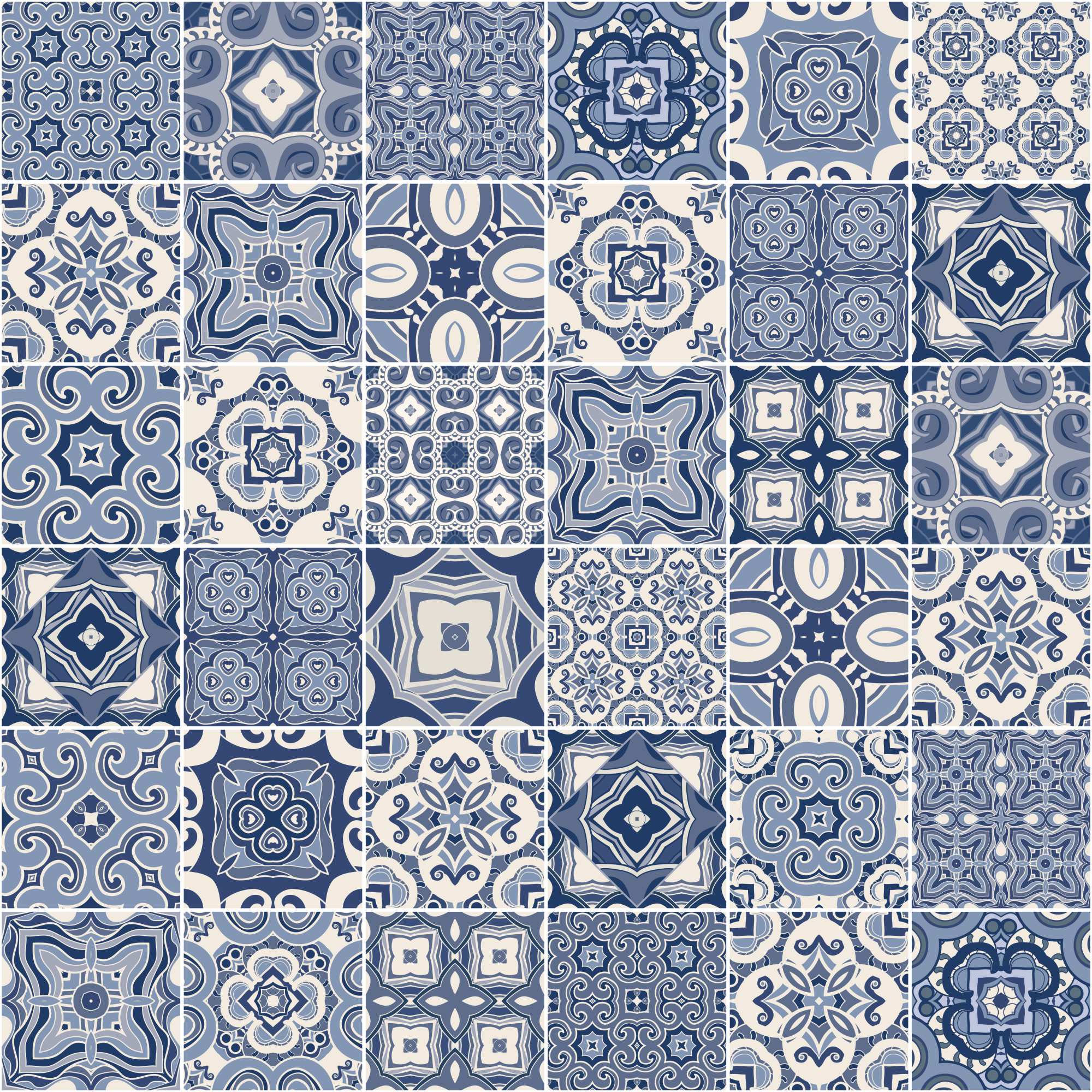 Zurbarán Tile Wallpaper 2 Wallpaper and Wall Murals South Africa Zurbarán Tile Wallpaper, tile mosaic pattern in navy and cream wallpaper - WallpaperOnline