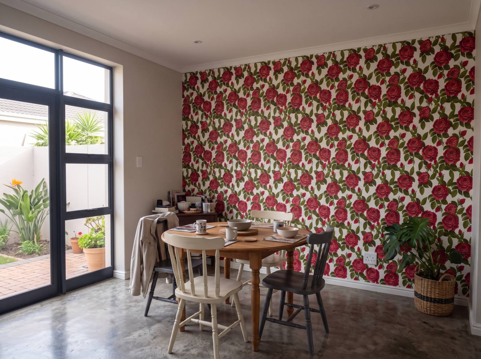 Traditional Roses Wallpaper 3 Wallpaper and Wall Murals South Africa Traditional Roses Wallpaper shown in a dining room