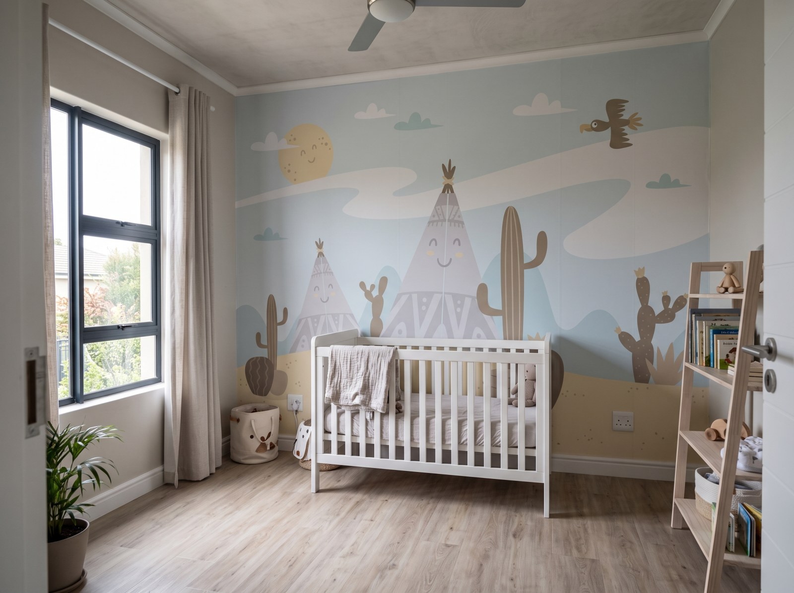 Mural Cactus Camping 1 Wallpaper and Wall Murals South Africa Mural Cactus Camping shown in a nursery