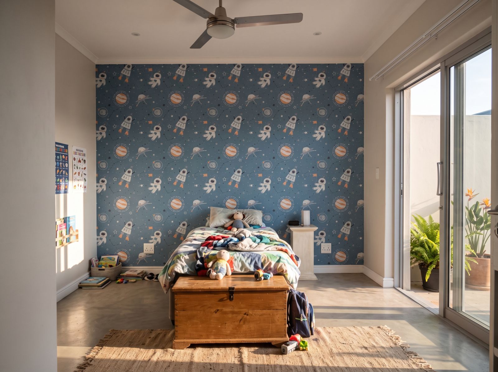 Blue Space Zone Wallpaper 3 Wallpaper and Wall Murals South Africa Blue Space Zone Wallpaper shown in a bedroom