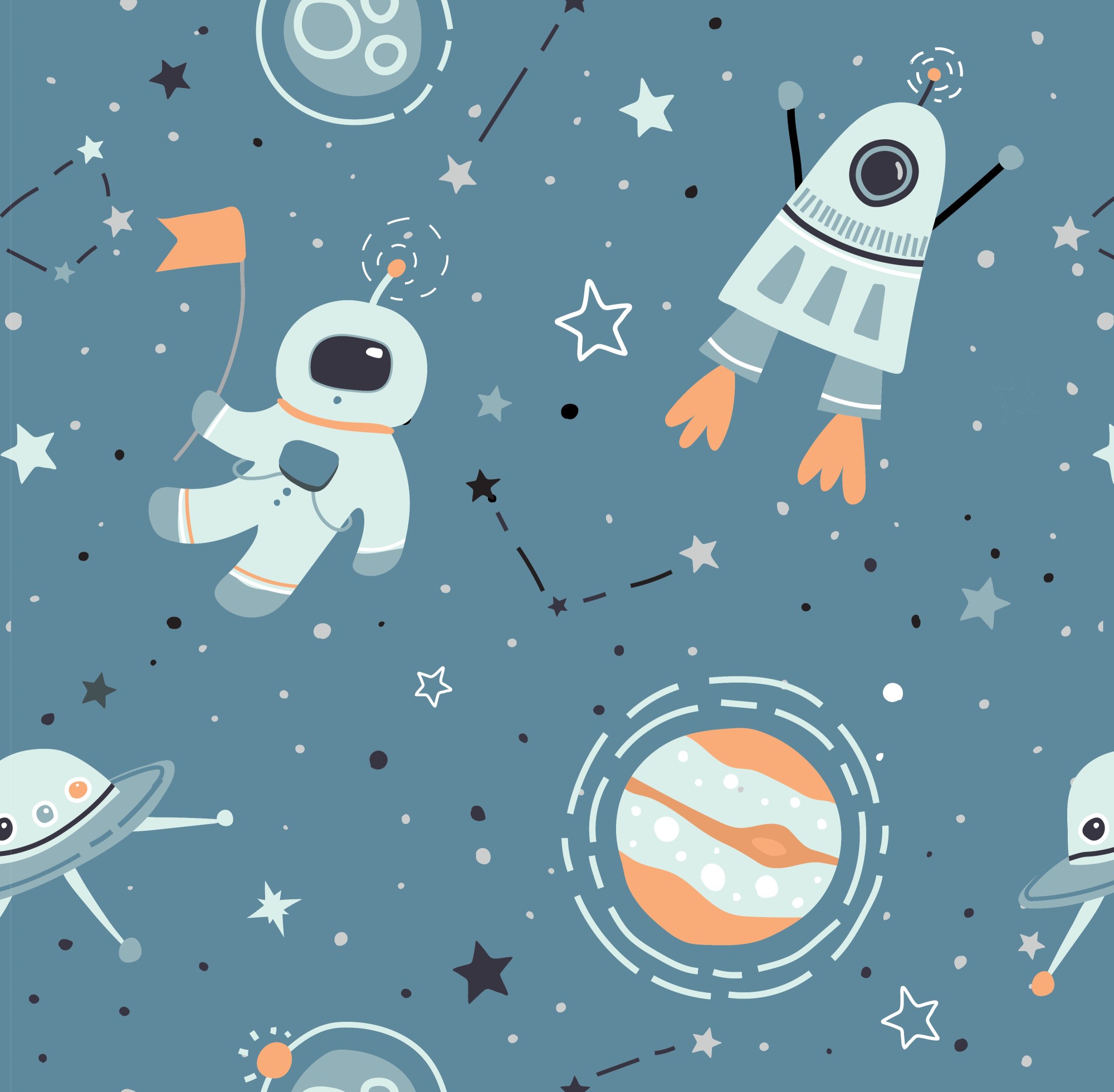 Blue Space Zone Wallpaper 2 Wallpaper and Wall Murals South Africa Blue Space Zone, astronauts and rockets in blue and white wallpaper - WallpaperOnline