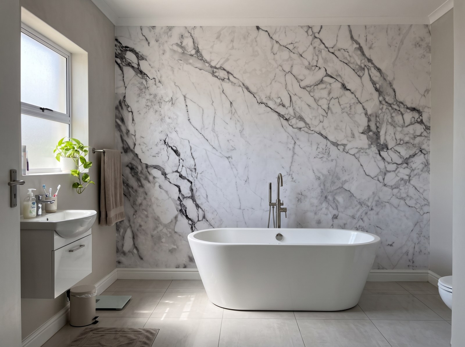 Mural Grey Vanity 1 Wallpaper and Wall Murals South Africa Mural Grey Vanity shown in a bathroom