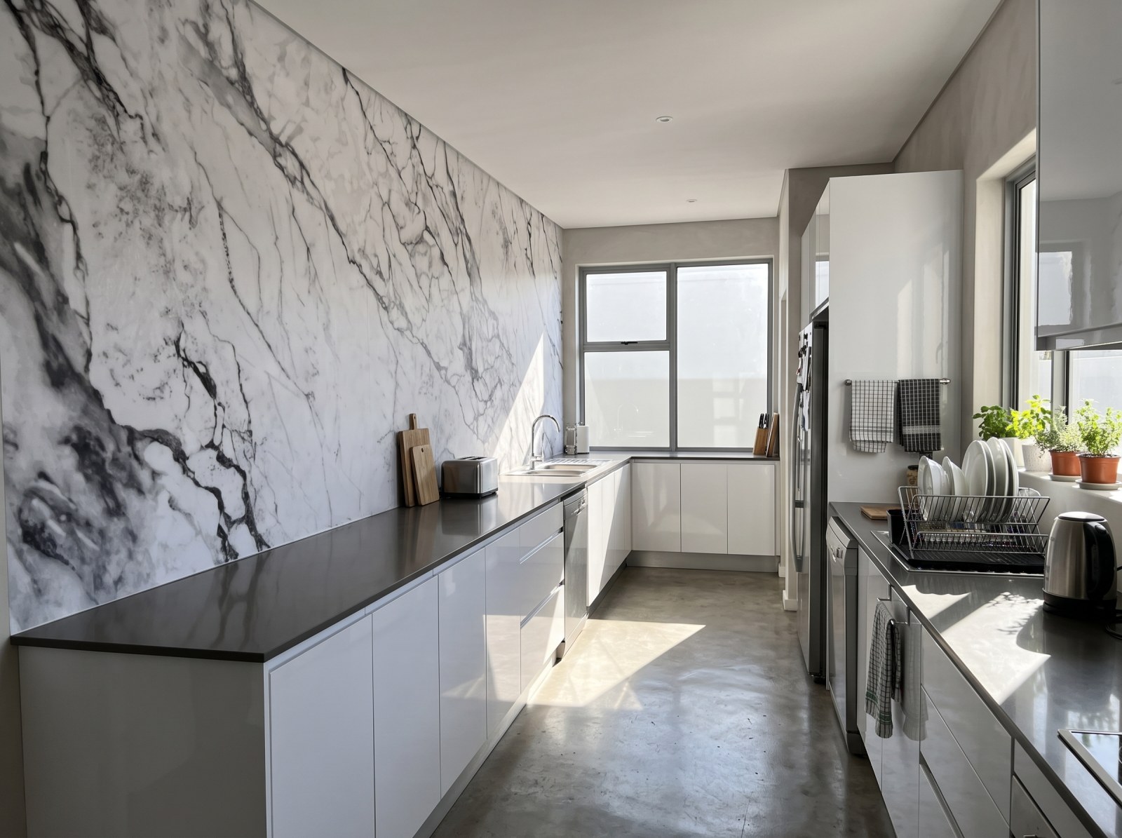 Mural Grey Vanity 3 Wallpaper and Wall Murals South Africa Mural Grey Vanity shown in a kitchen