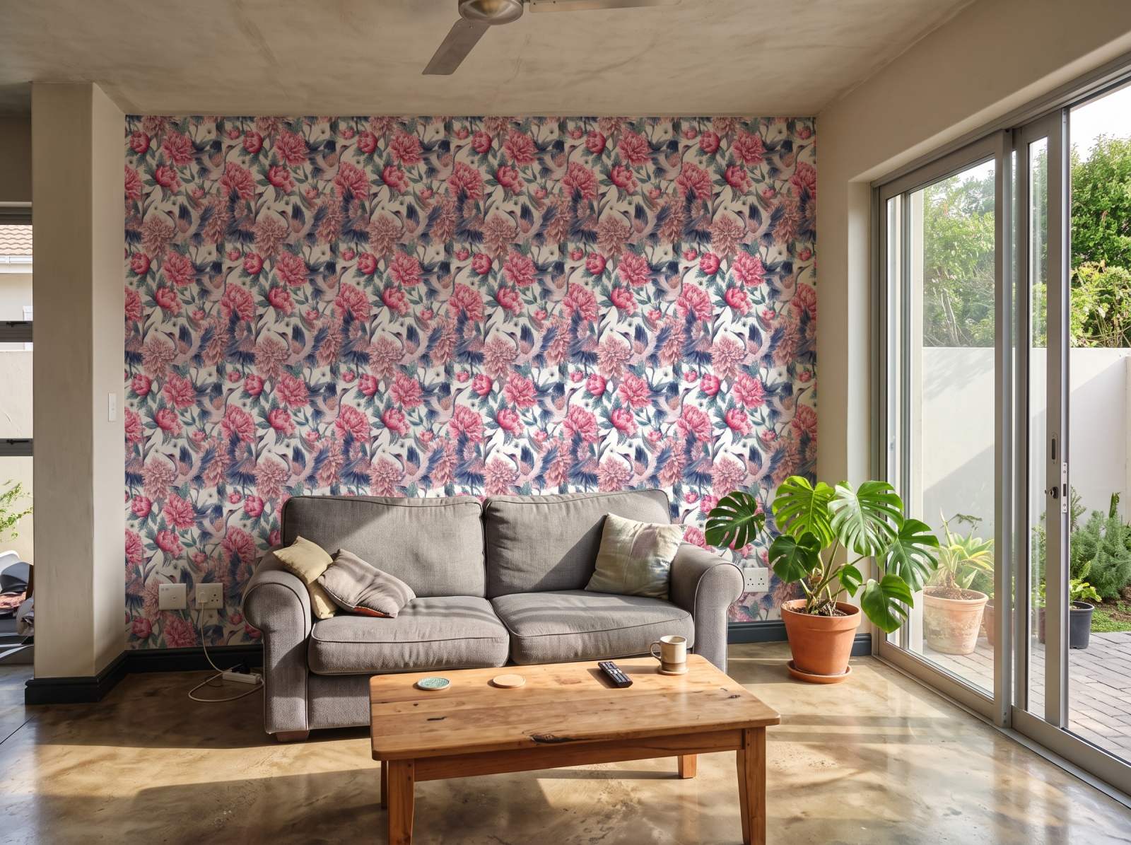 Bloom Wallpaper 3 Wallpaper and Wall Murals South Africa Bloom Wallpaper shown in a living room