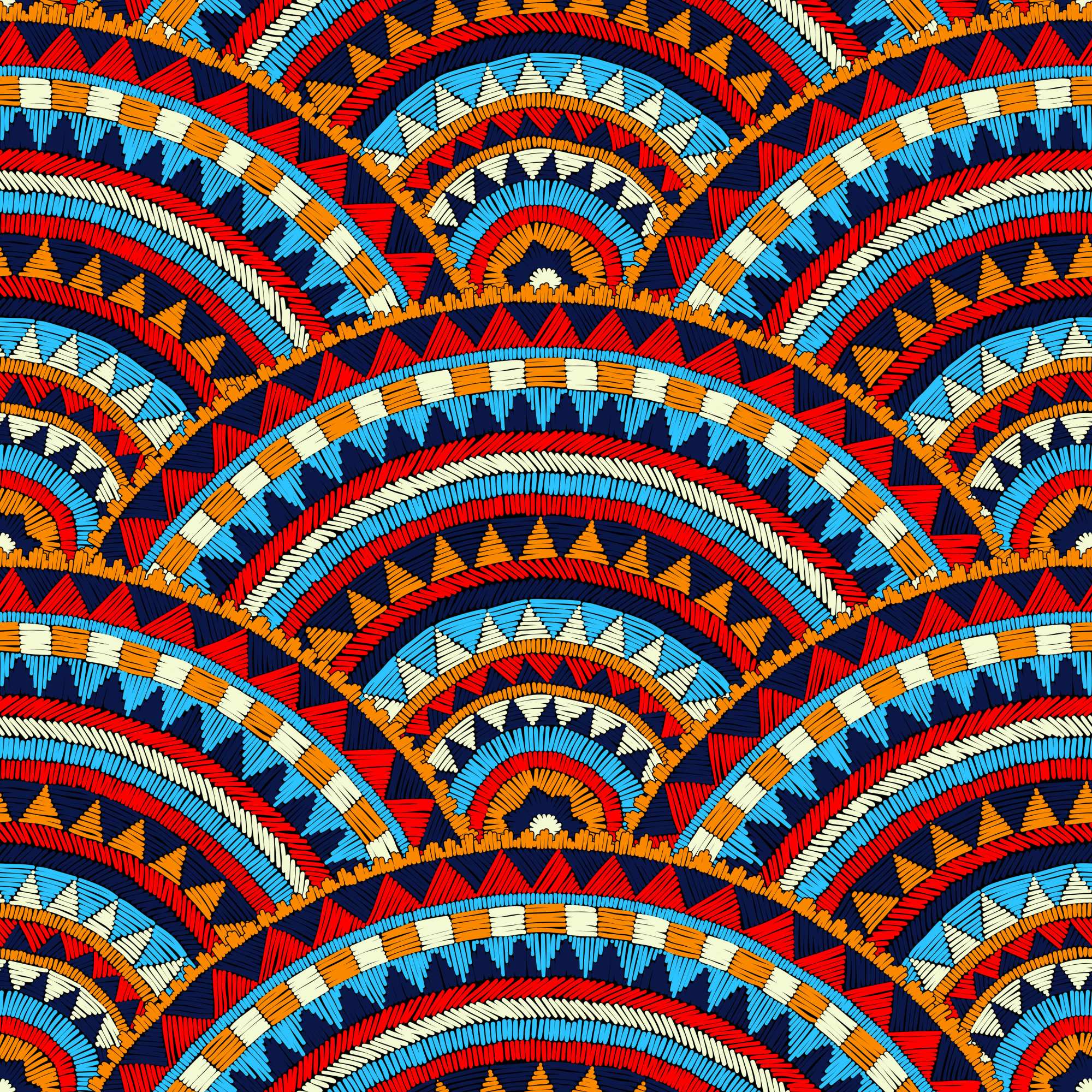 Seigaiha Blaze Wallpaper 2 Wallpaper and Wall Murals South Africa Seigaiha Blaze Wallpaper, Japanese wave-scale pattern in red, blue and orange wallpaper - WallpaperOnline