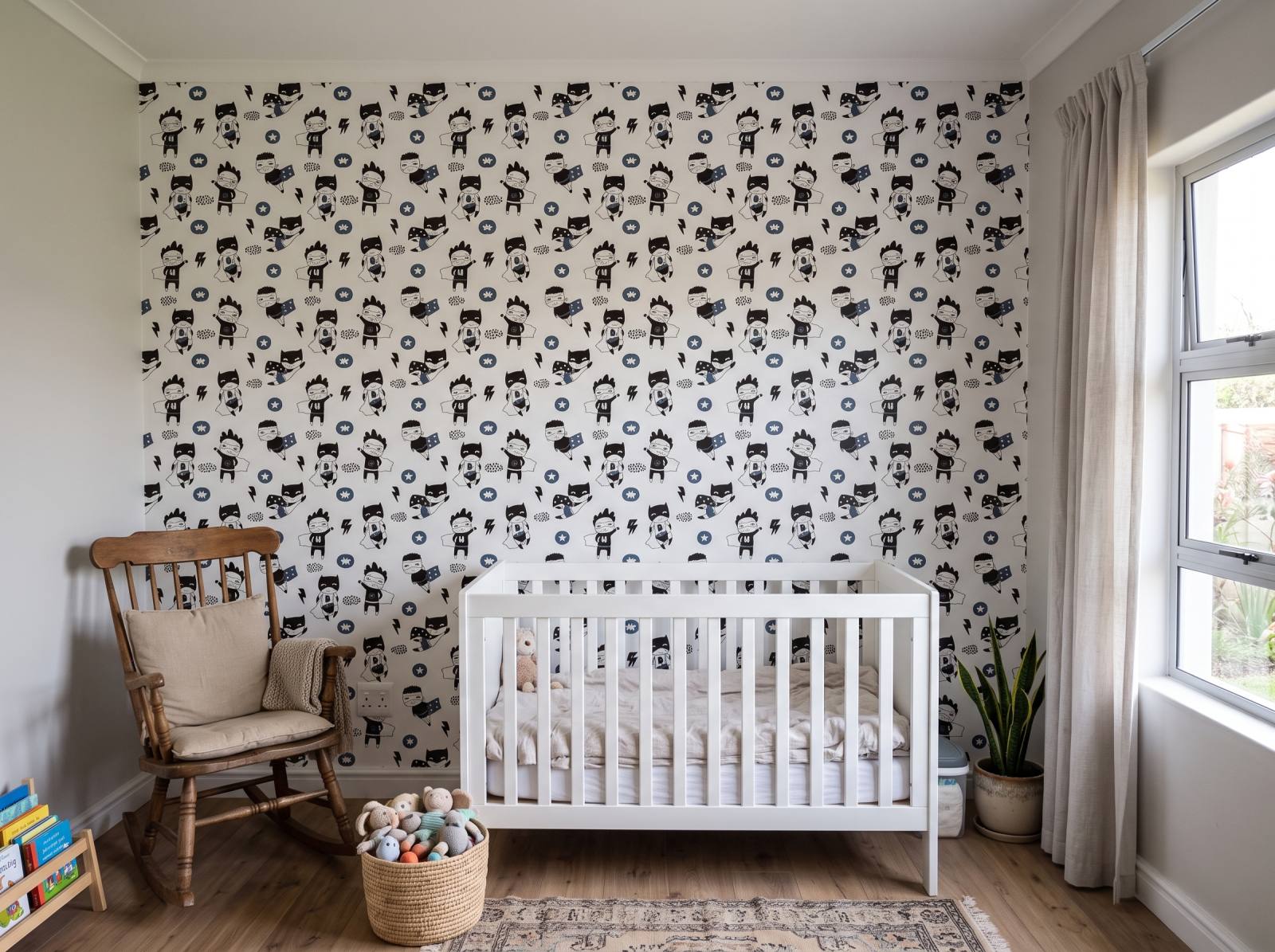 Super Hero Wallpaper 1 Wallpaper and Wall Murals South Africa Super Hero Wallpaper shown in a nursery