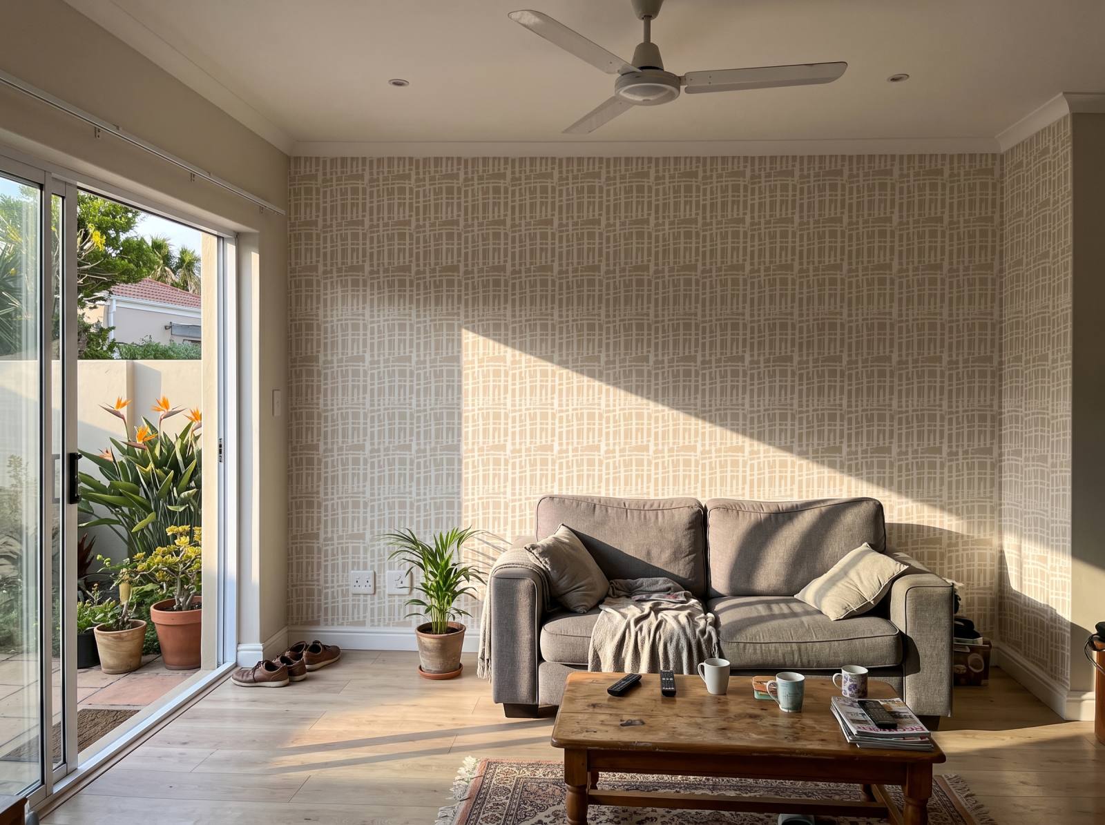 Jute Wallpaper 1 Wallpaper and Wall Murals South Africa Jute Wallpaper shown in a living room