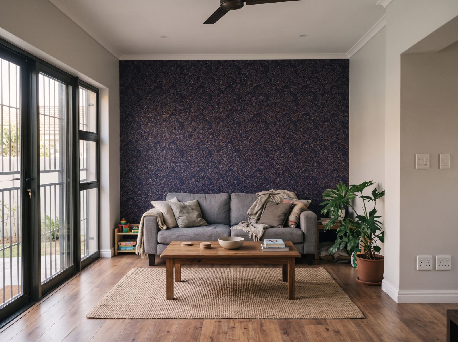 Cierne Wallpaper 3 Wallpaper and Wall Murals South Africa Cierne Wallpaper shown in a living room