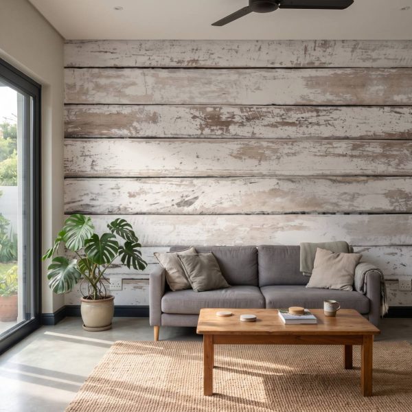 Mural White Wood Planks