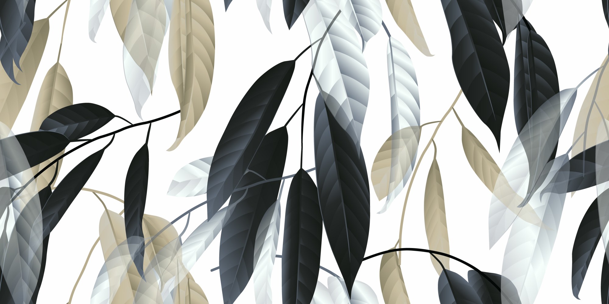 Melrose Designer Wallpaper 2 Wallpaper and Wall Murals South Africa Melrose Designer Wallpaper, leaves in black, beige and grey wallpaper - WallpaperOnline