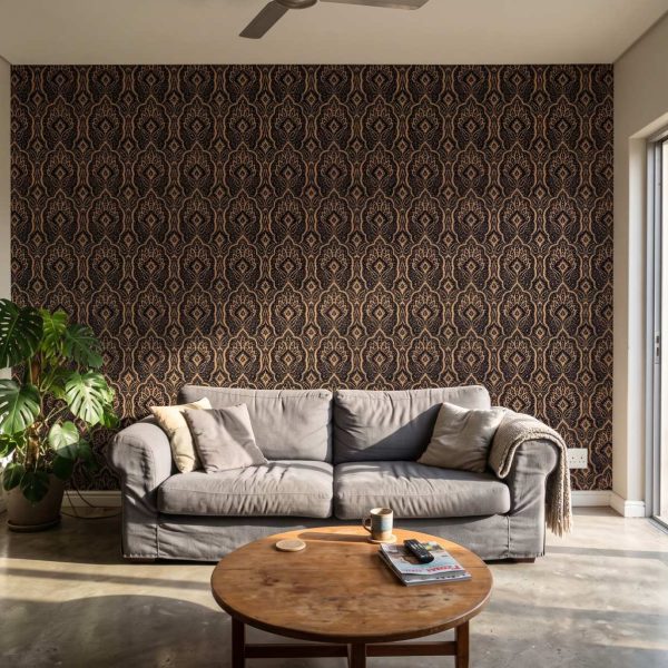 Hamsa Wallpaper shown in a living room