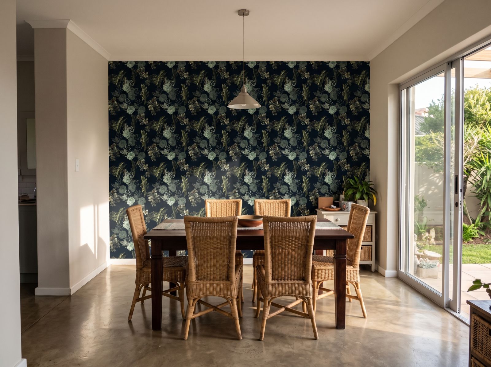 Mana Dark Wallpaper 1 Wallpaper and Wall Murals South Africa Mana Dark Wallpaper shown in a dining room
