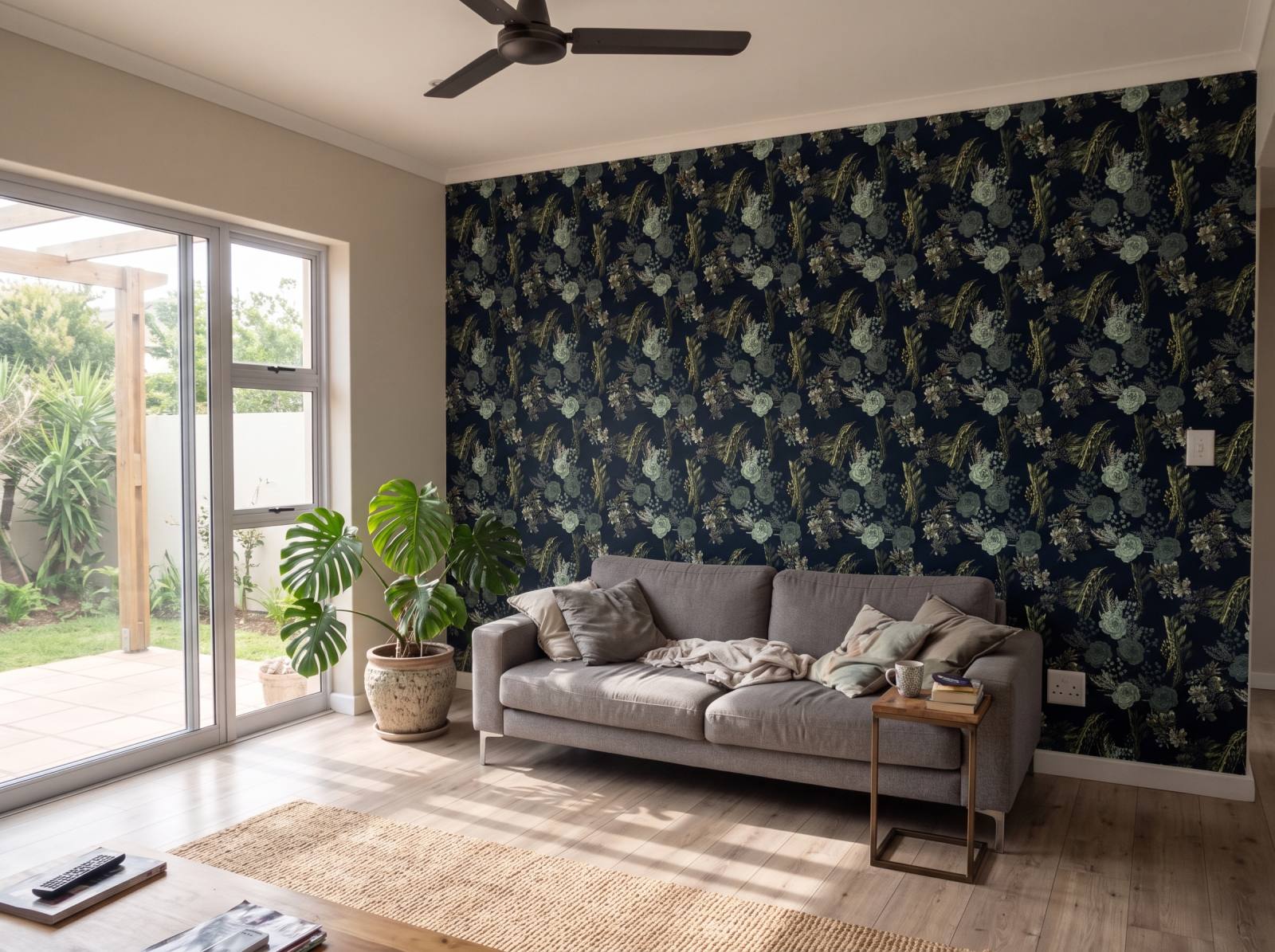 Mana Dark Wallpaper 3 Wallpaper and Wall Murals South Africa Mana Dark Wallpaper shown in a living room